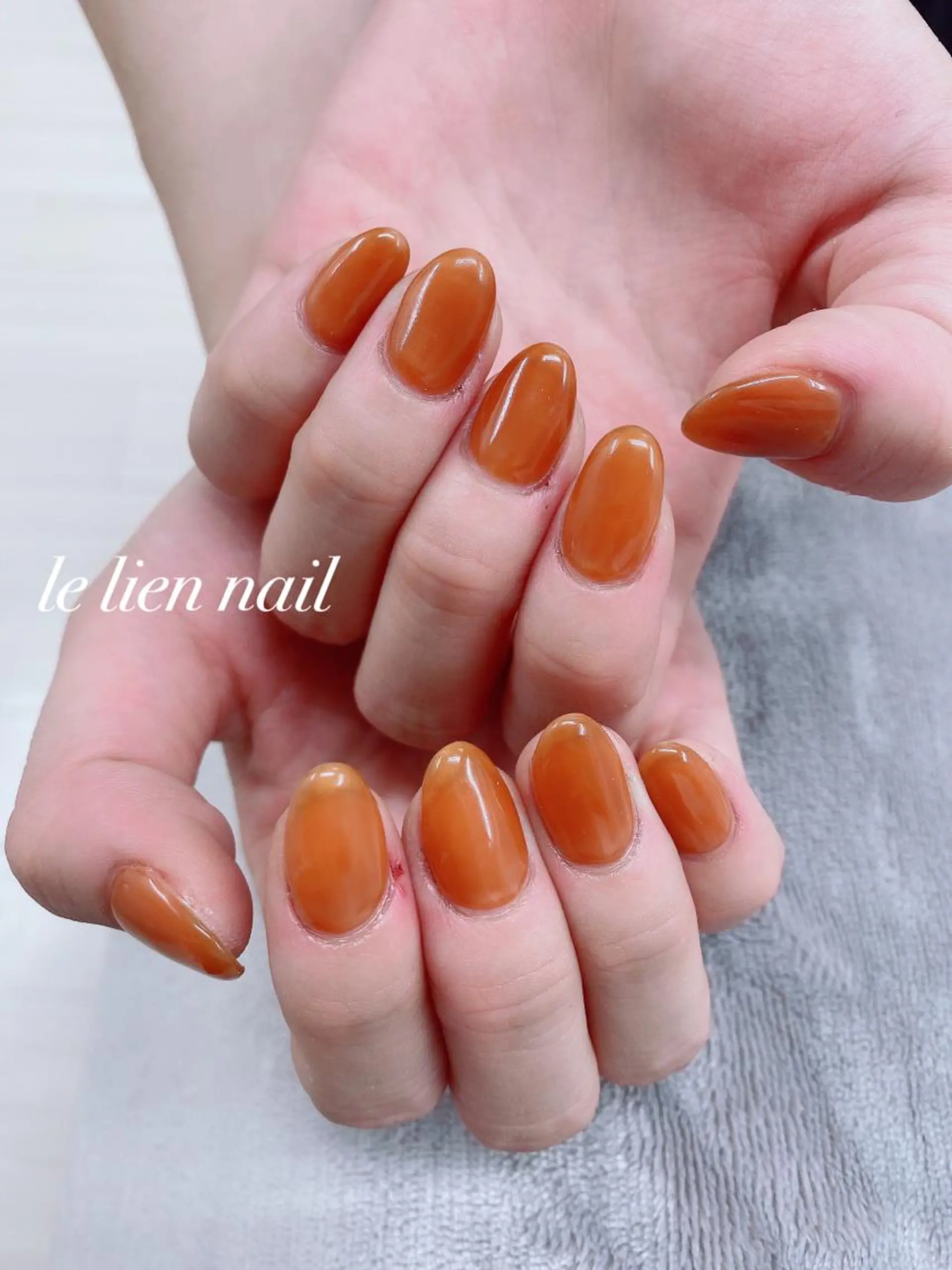 ネイル べっ甲ネイル ブラウン クリアネイル ワンカラーネイル le lien nailのネイルデザイン