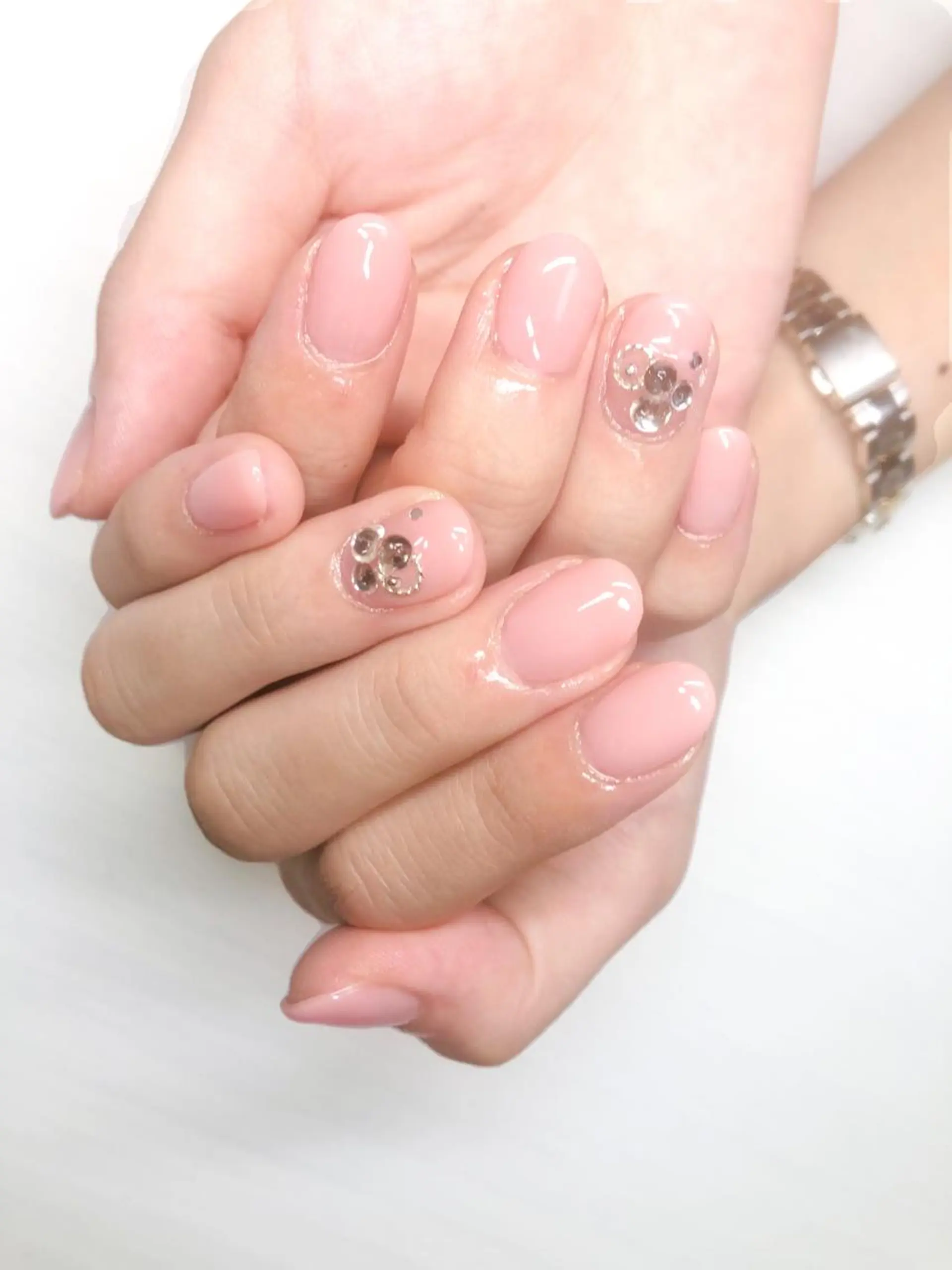 ネイル ピンク ストーンネイル Kao hana-nailのネイルデザイン