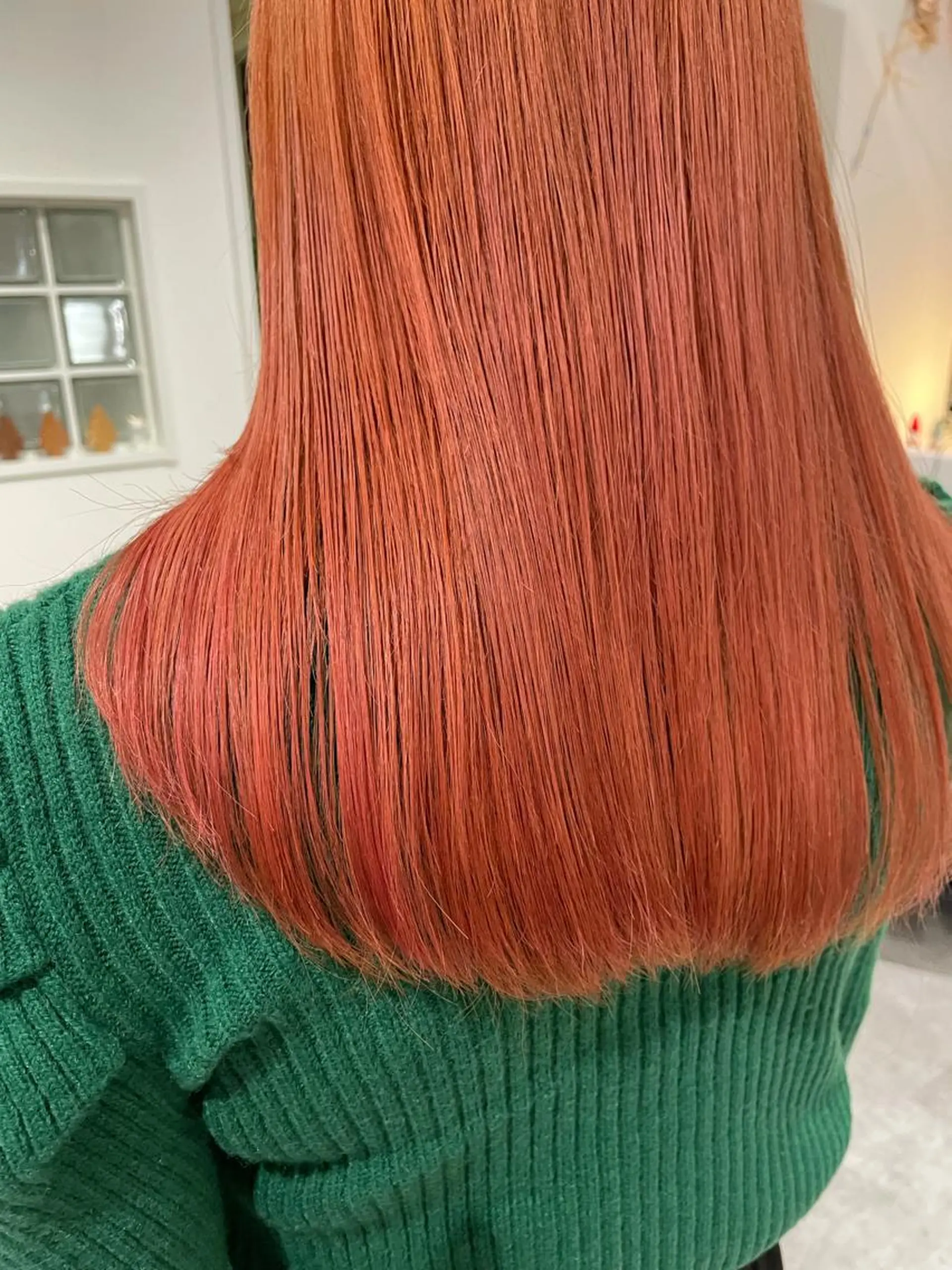 ロング カラー ブリーチ オレンジ ピンクカラー 京都美容師 塩のヘアスタイル