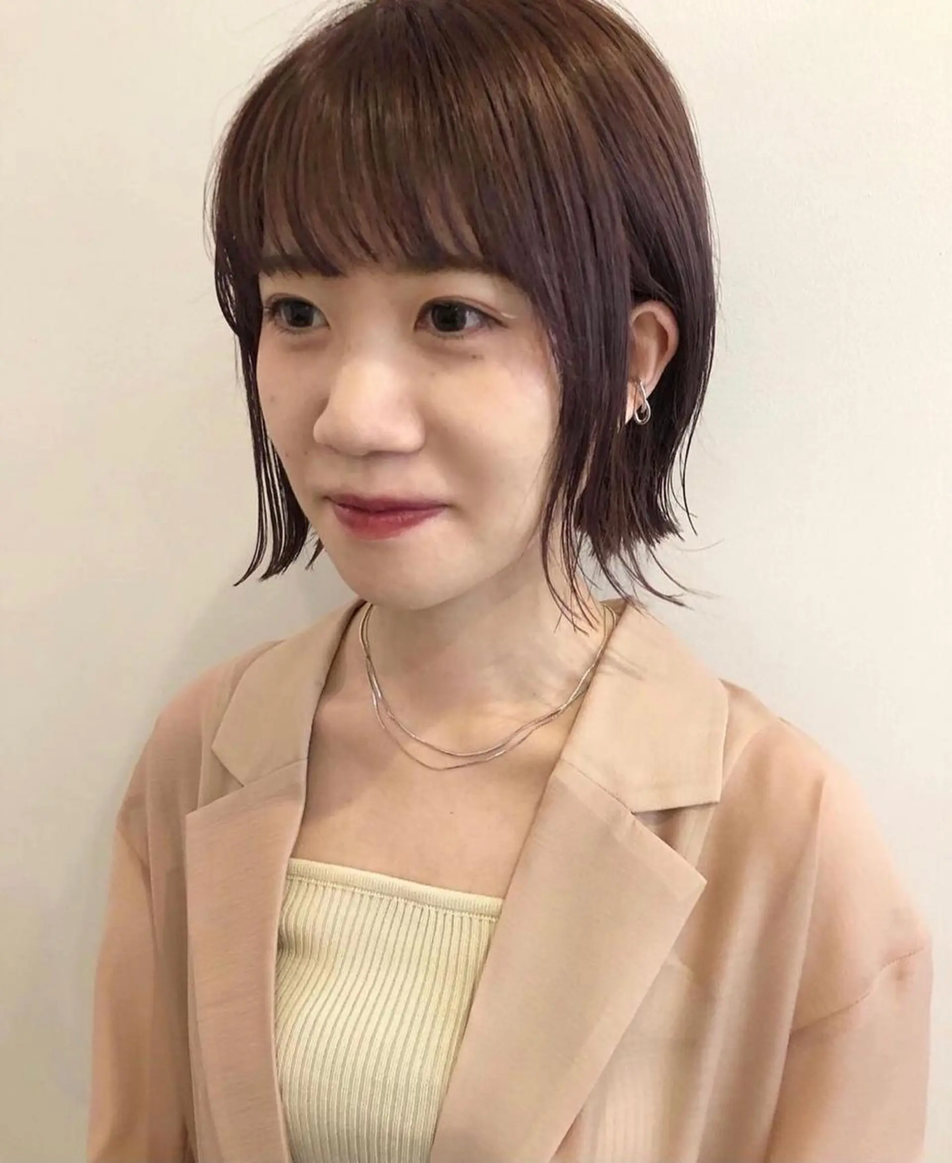ミディアム カラー ブラウンカラー ラベンダーカラー ラベンダーブラウン ボブ 髪質改善/レイヤー/ お顔まわり/Ami.のヘアスタイル