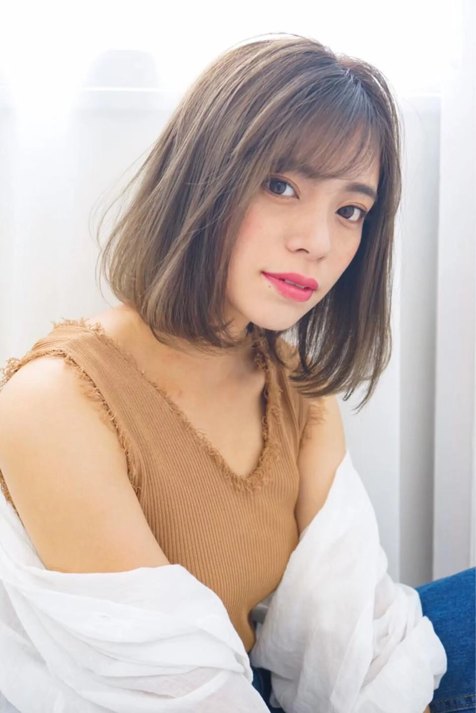 ミディアム カラー パーマ 小顔カット 酸性縮毛矯正のプロ 杉山玲介のヘアスタイル