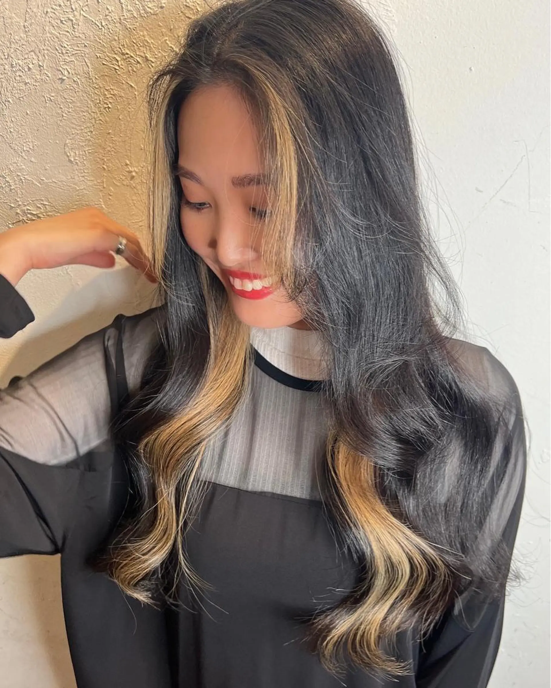 ロング カラー ミストバング  フェイスフレーミング インナーカラー salonF 🔸hamaのマツエク・マツパデザイン