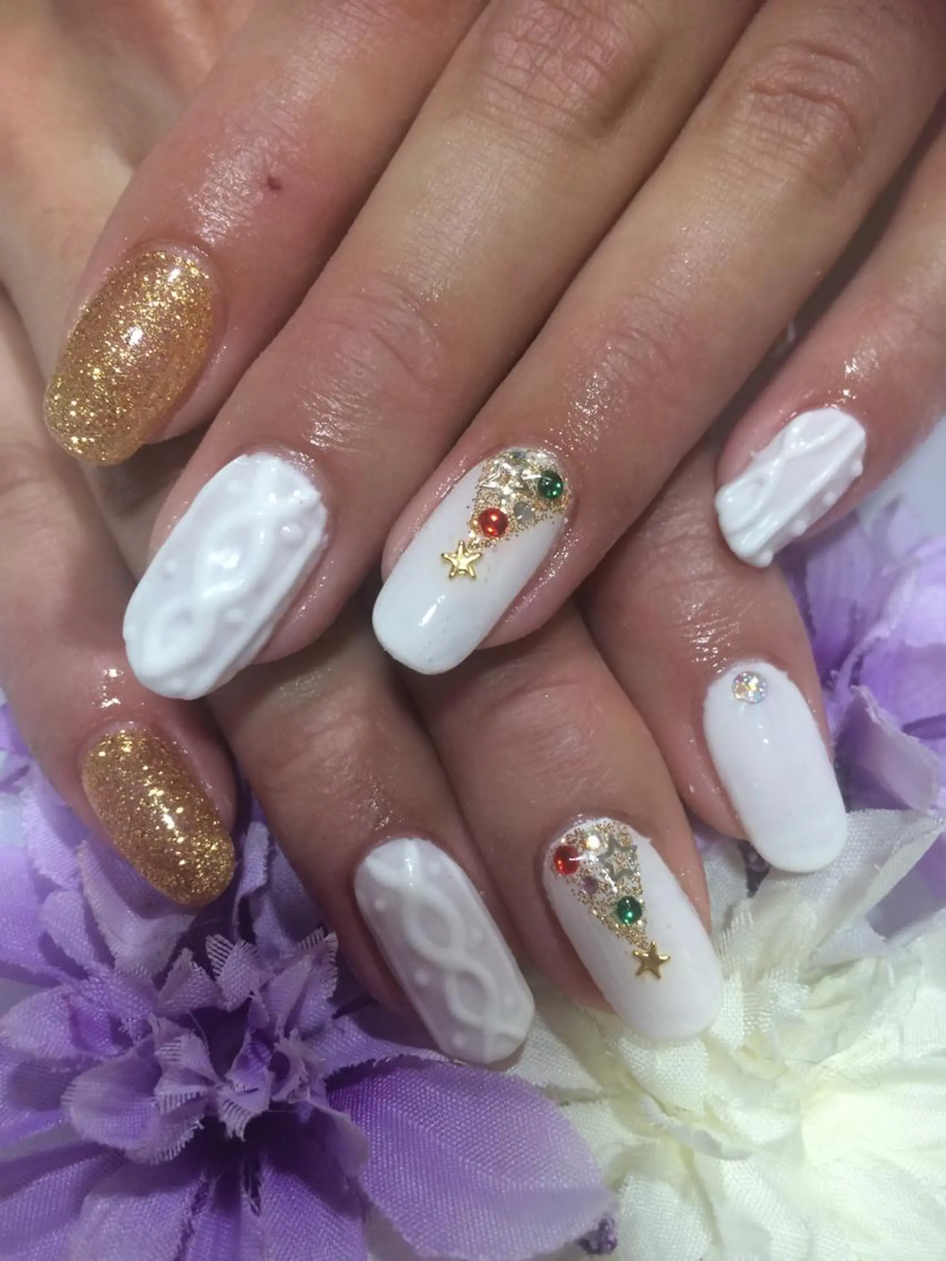 ネイル 持ち込み 冬ネイル クリスマス Sympa 𝓜iwako🐰ᩚのネイルデザイン