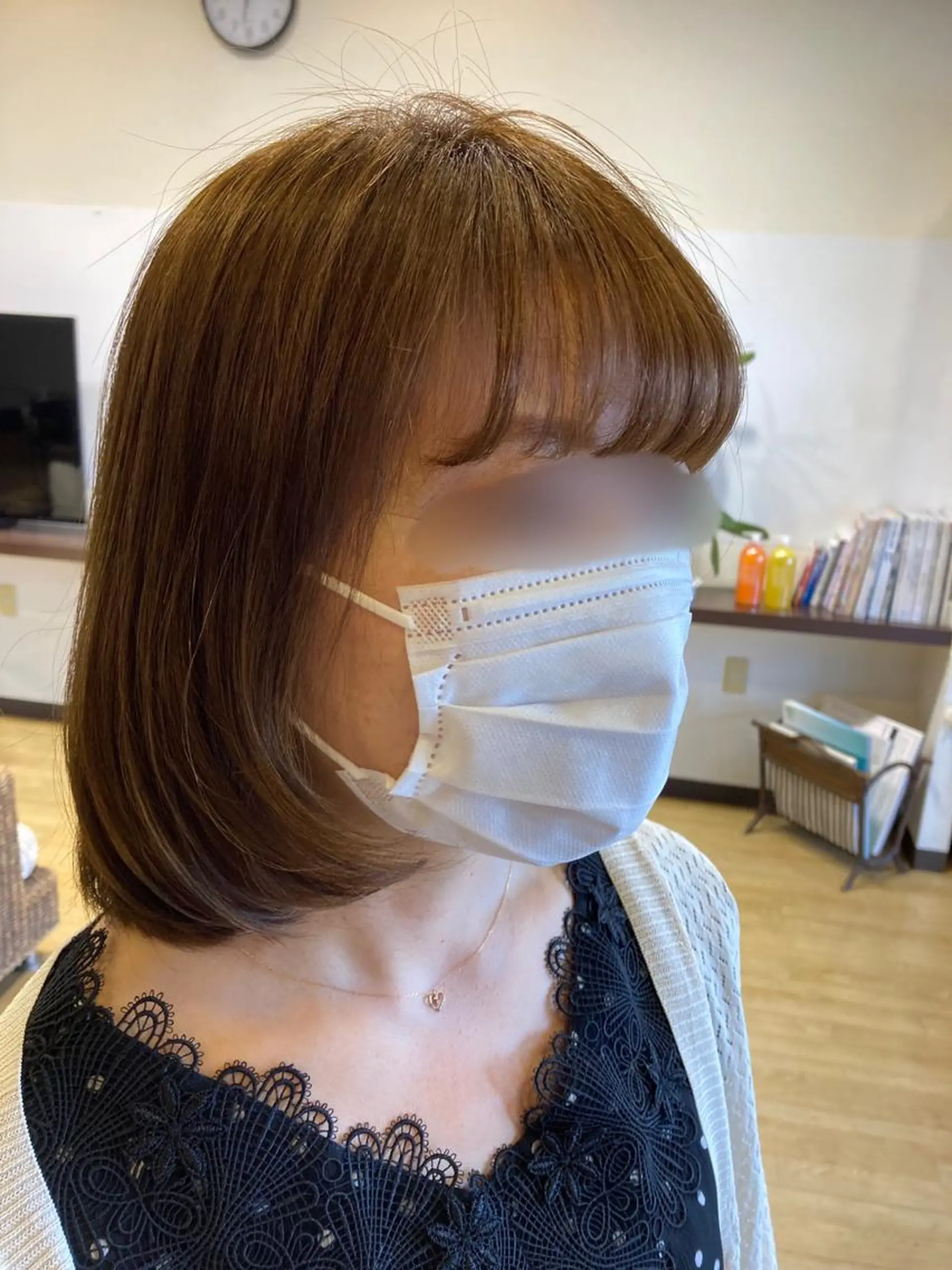 ミディアム カット 縮毛矯正 ルミ エールのヘアスタイル