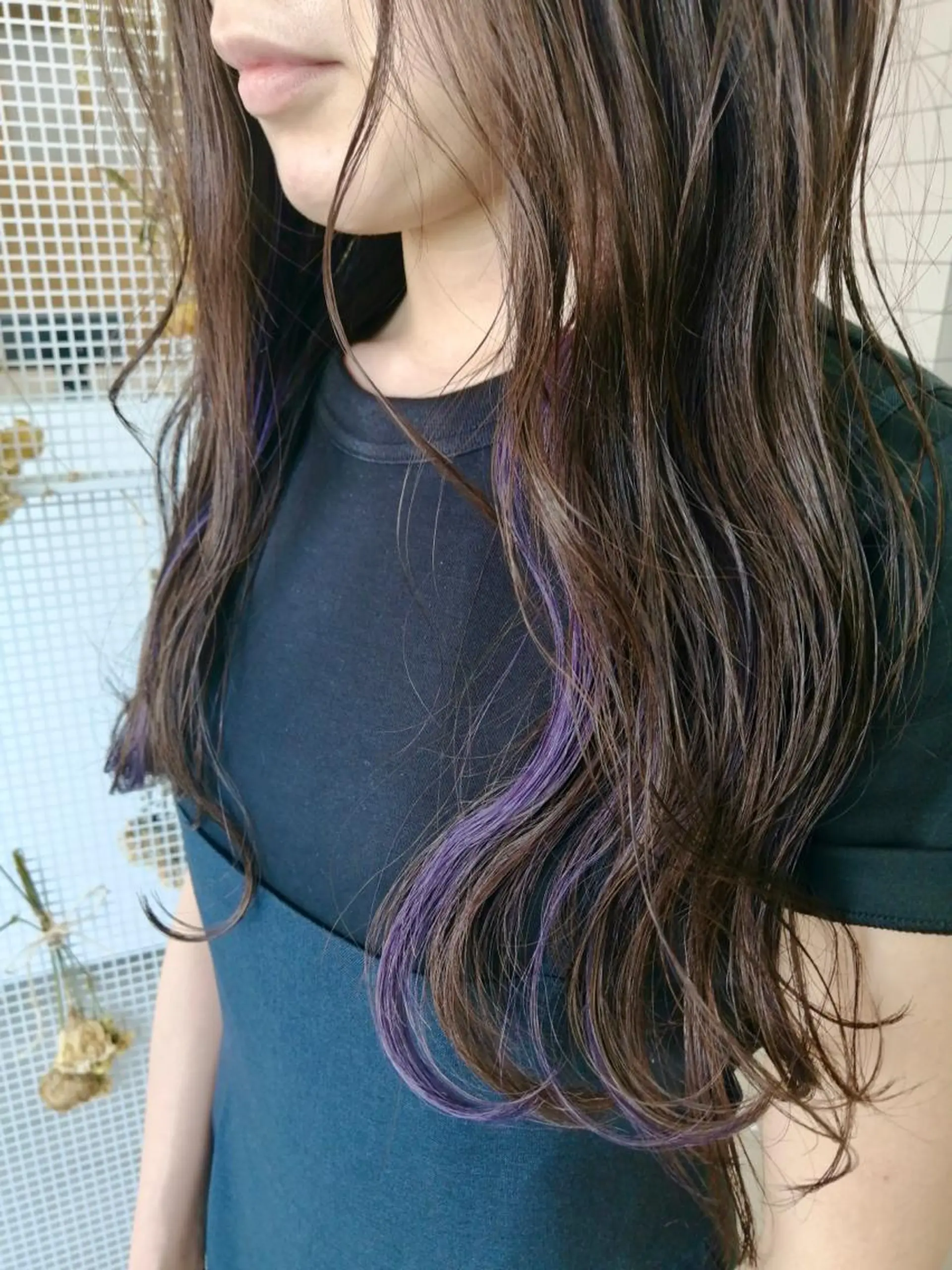 ロング カラー インナーカラー パープルカラー Rune 横田 椿のヘアスタイル