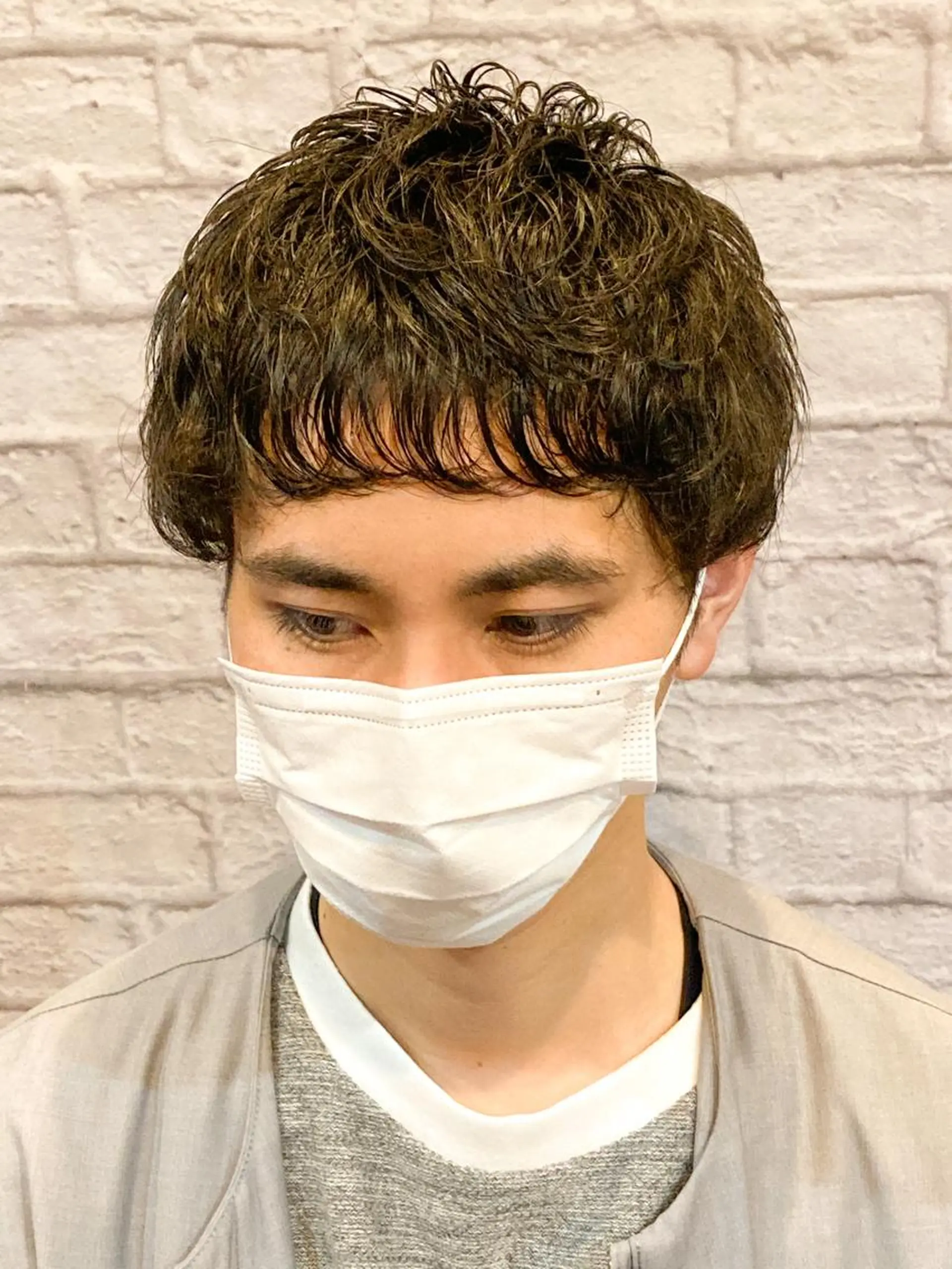 ミディアム メンズ カット パーマ お客様満足度NO.1 小林真弥のヘアスタイル