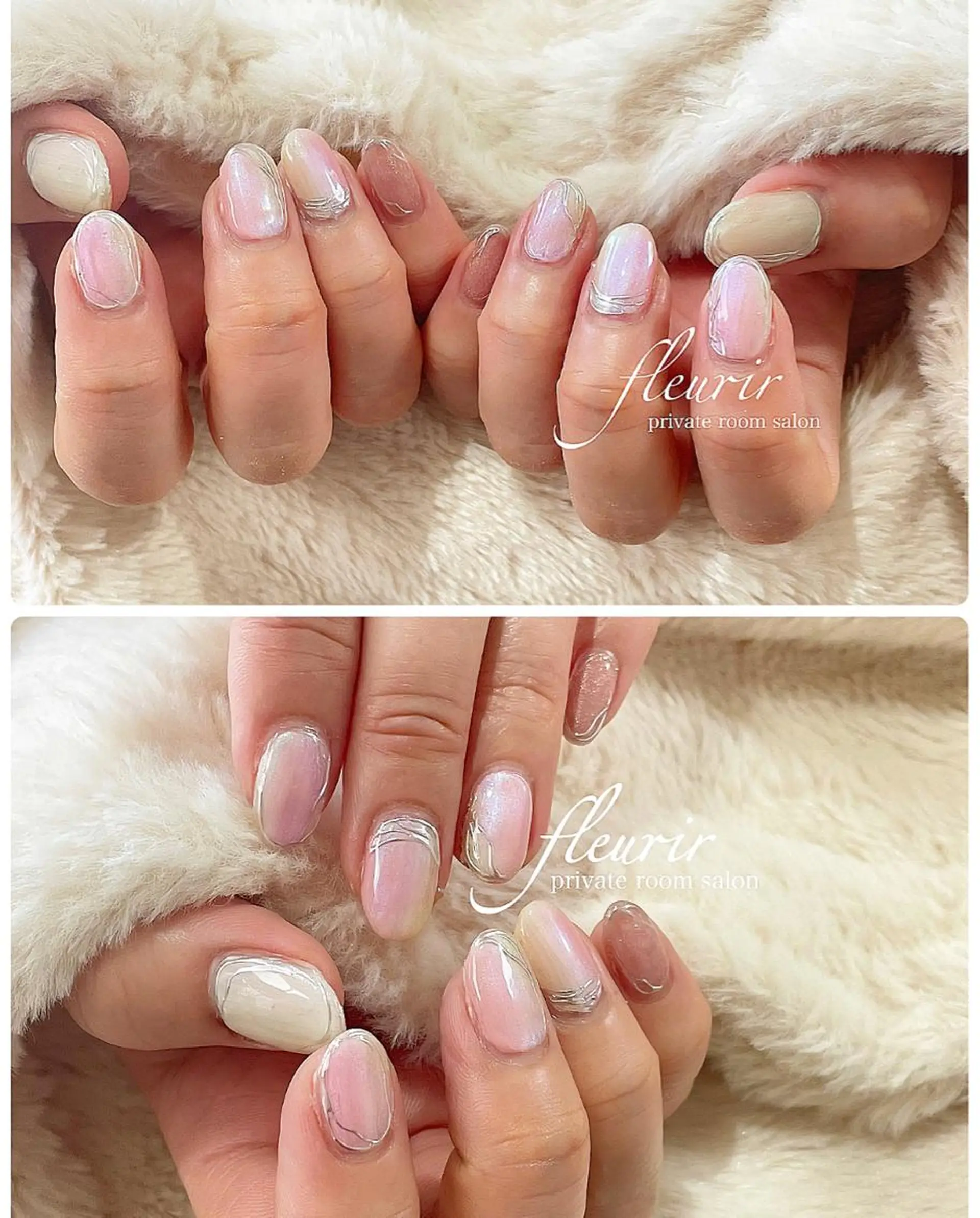 ネイル ピンク パープル フルリール 【プライベートサロンのネイルデザイン