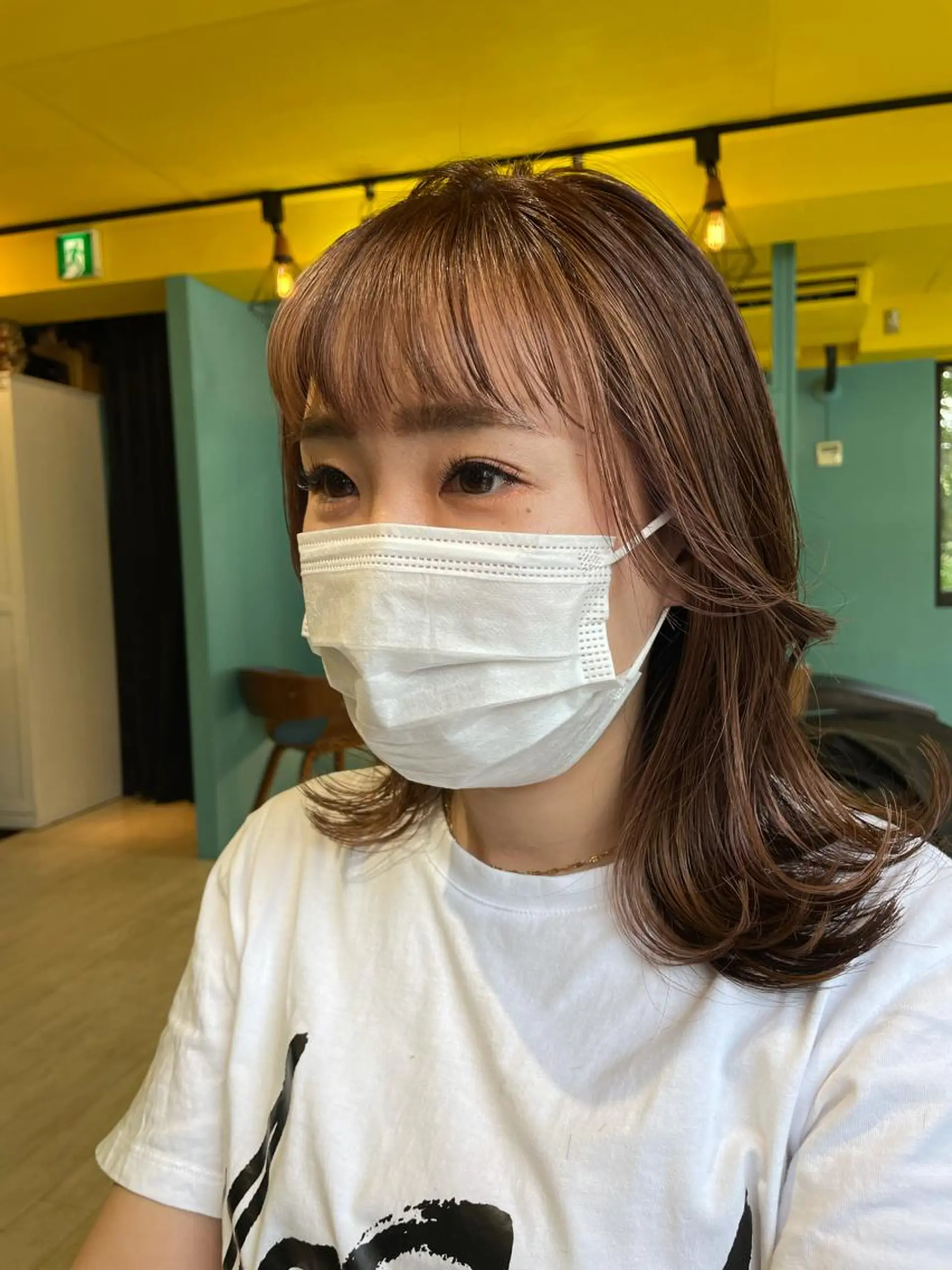 ミディアム ミストバング ヘアカラー 末石 智のヘアスタイル