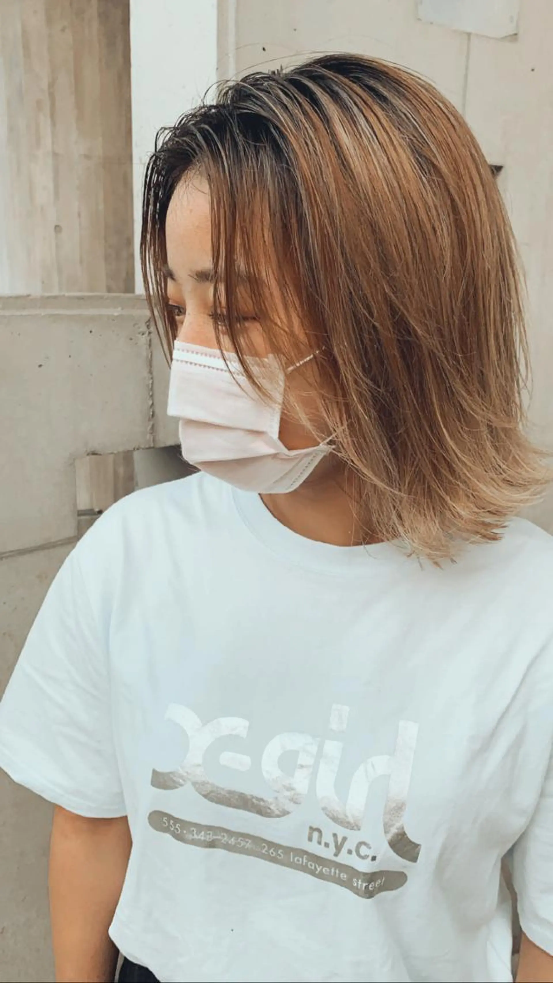 ミディアム カラー ハイライトカラー ハイライト 【店長】外国人風 メンズヘア尾上雄輝のヘアスタイル