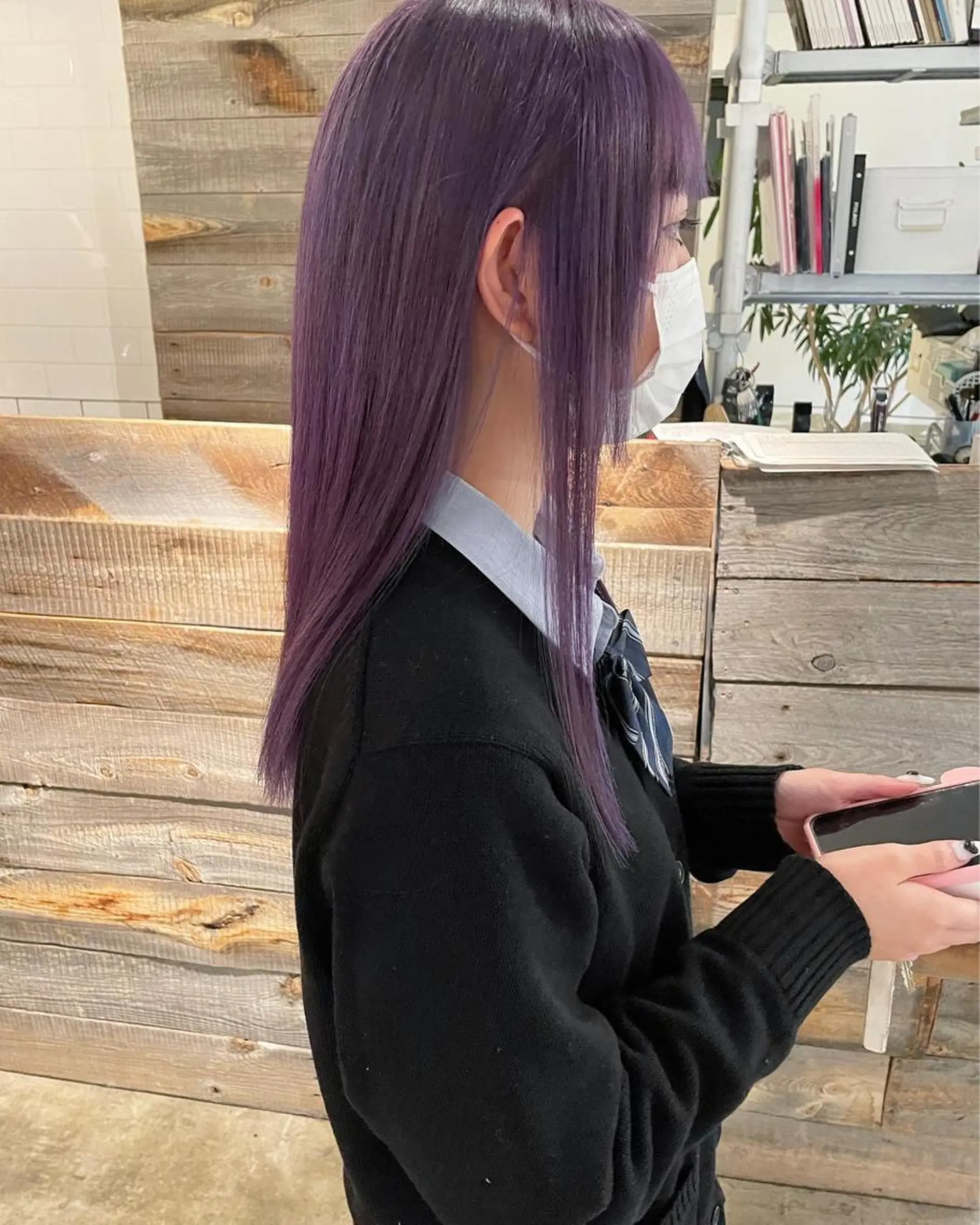 ロング カラー パープルカラー ヘアカラー トリートメント ハイトーン/レイヤー /ケアブリーチ石川治のヘアスタイル