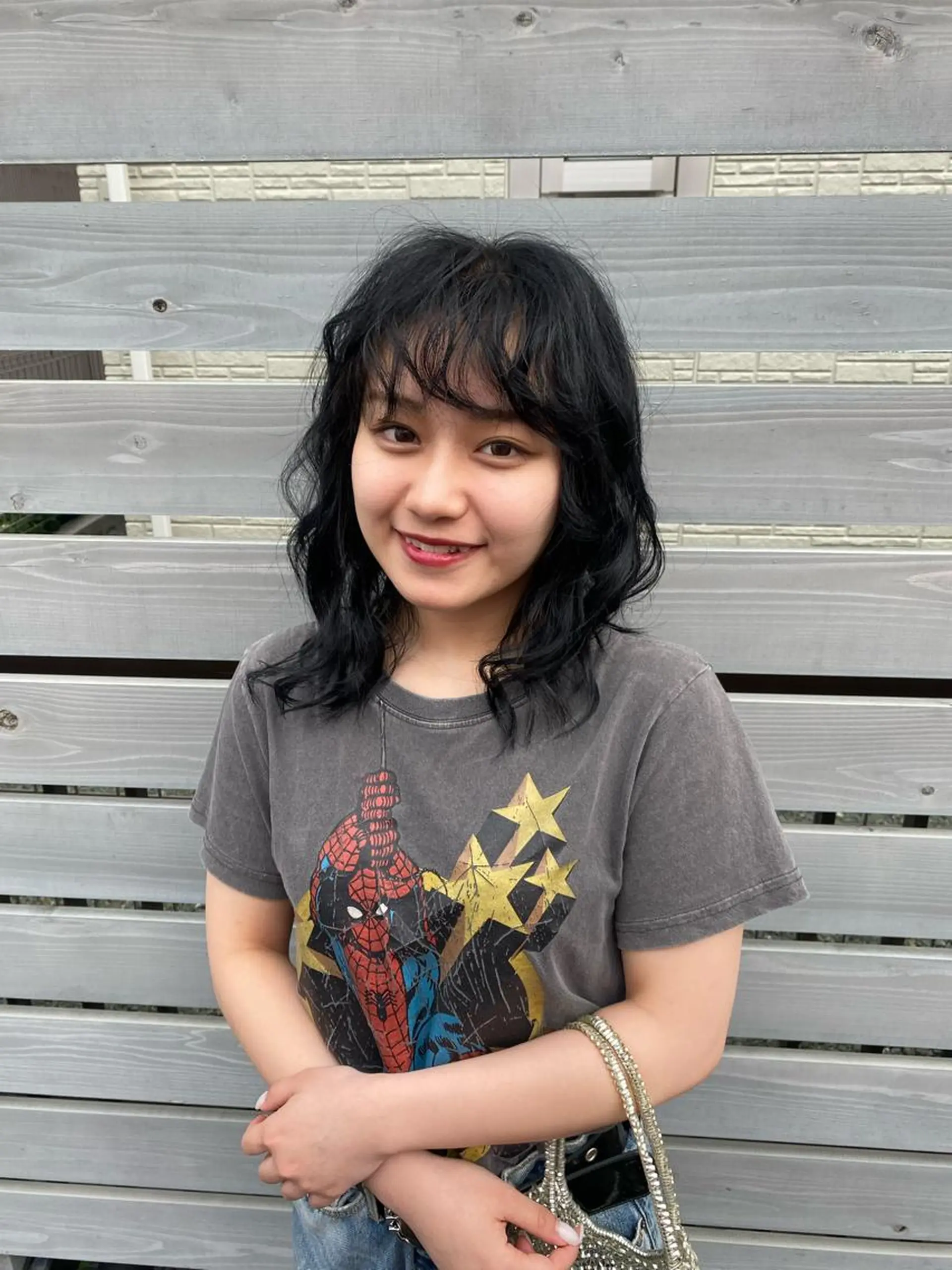 セミロング カラー パーマ ヘアアレンジ 切りっぱなしボブ ショートボブ 黒髪 ブリーチ ブルーカラー 似合わせレイヤー/ Wカラー🧸こころのヘアスタイル