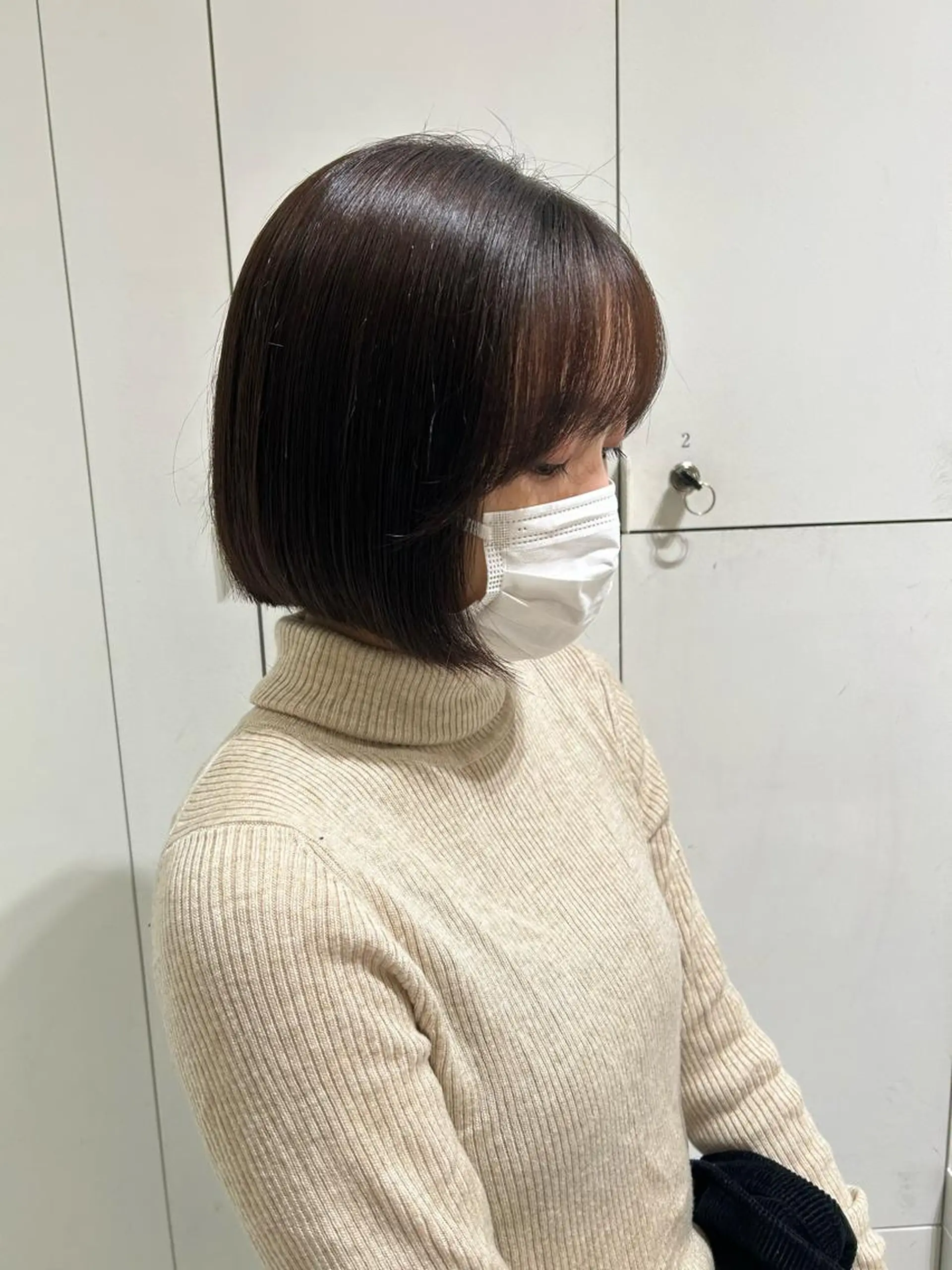 ミディアム カラー ボブ カット ヘアカラー トリートメント 透明感カラー🫧 nanohaのヘアスタイル
