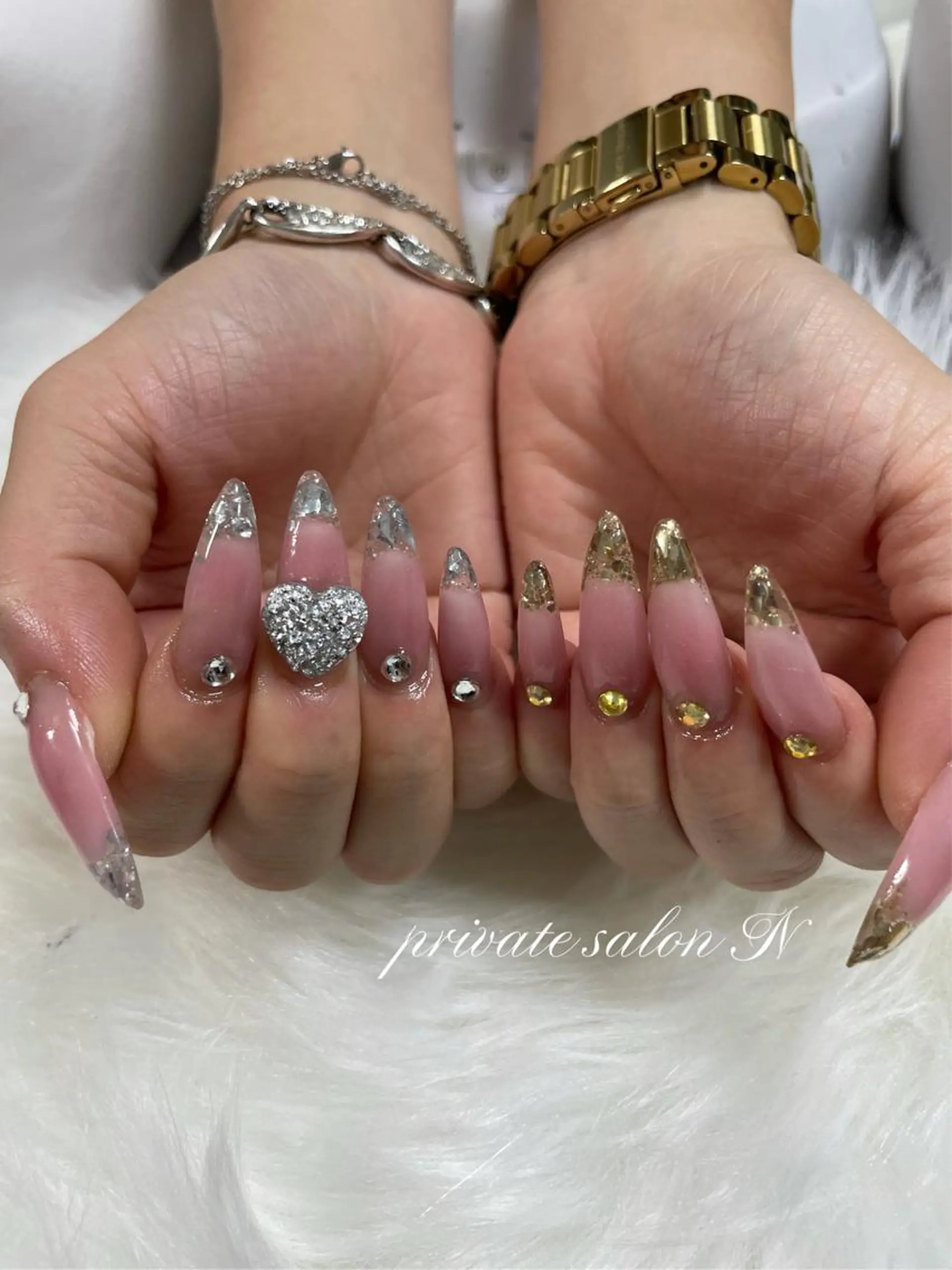 ネイル フレンチネイル ガラスフレンチ スカルプネイル BINERVA nail salonのネイルデザイン
