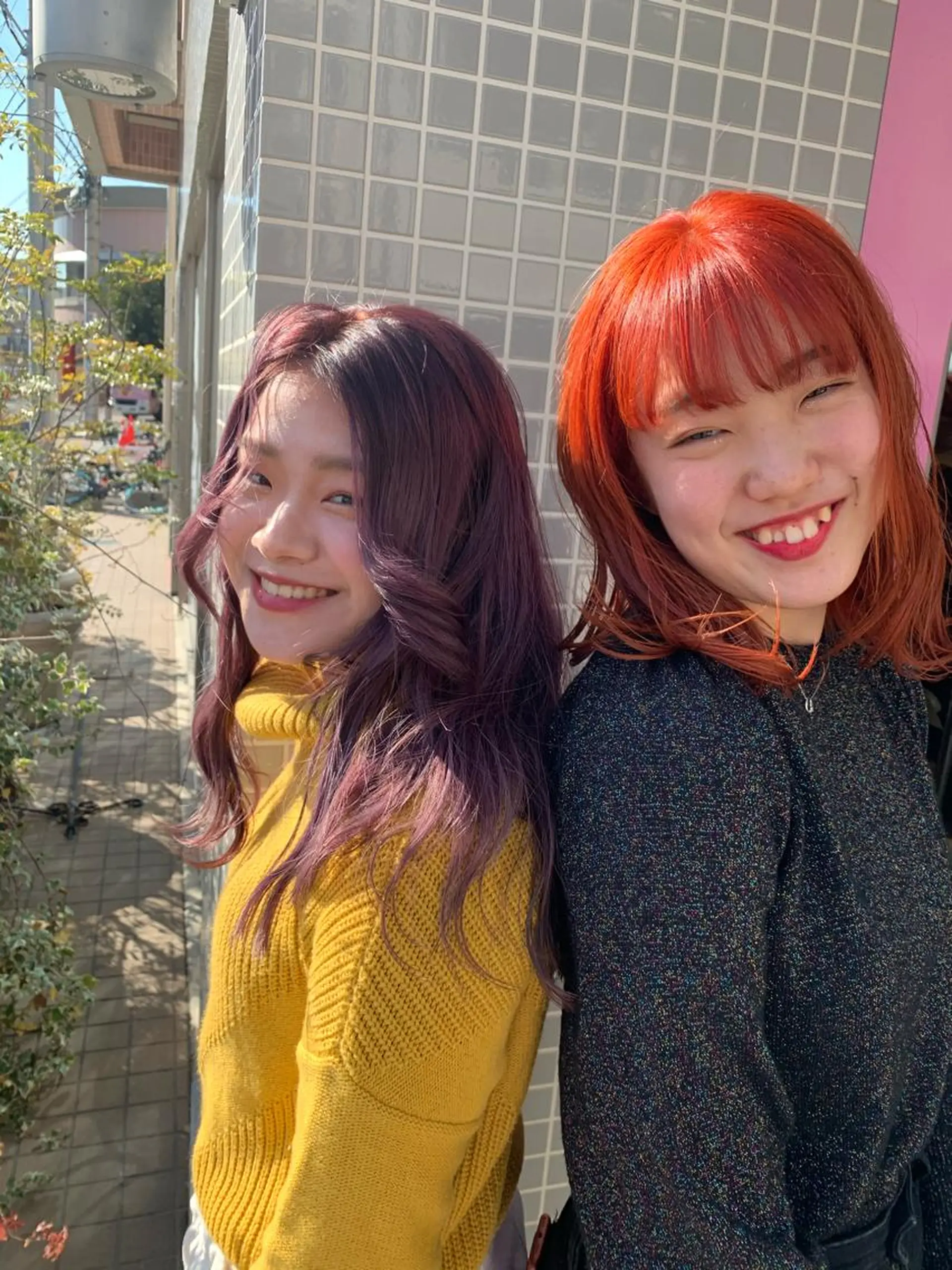 ロング カラー ブリーチ オレンジ ピンクカラー バイオレットカラー カット ヘアカラー トリートメント ヘッドスパ nishimura makotoのヘアスタイル