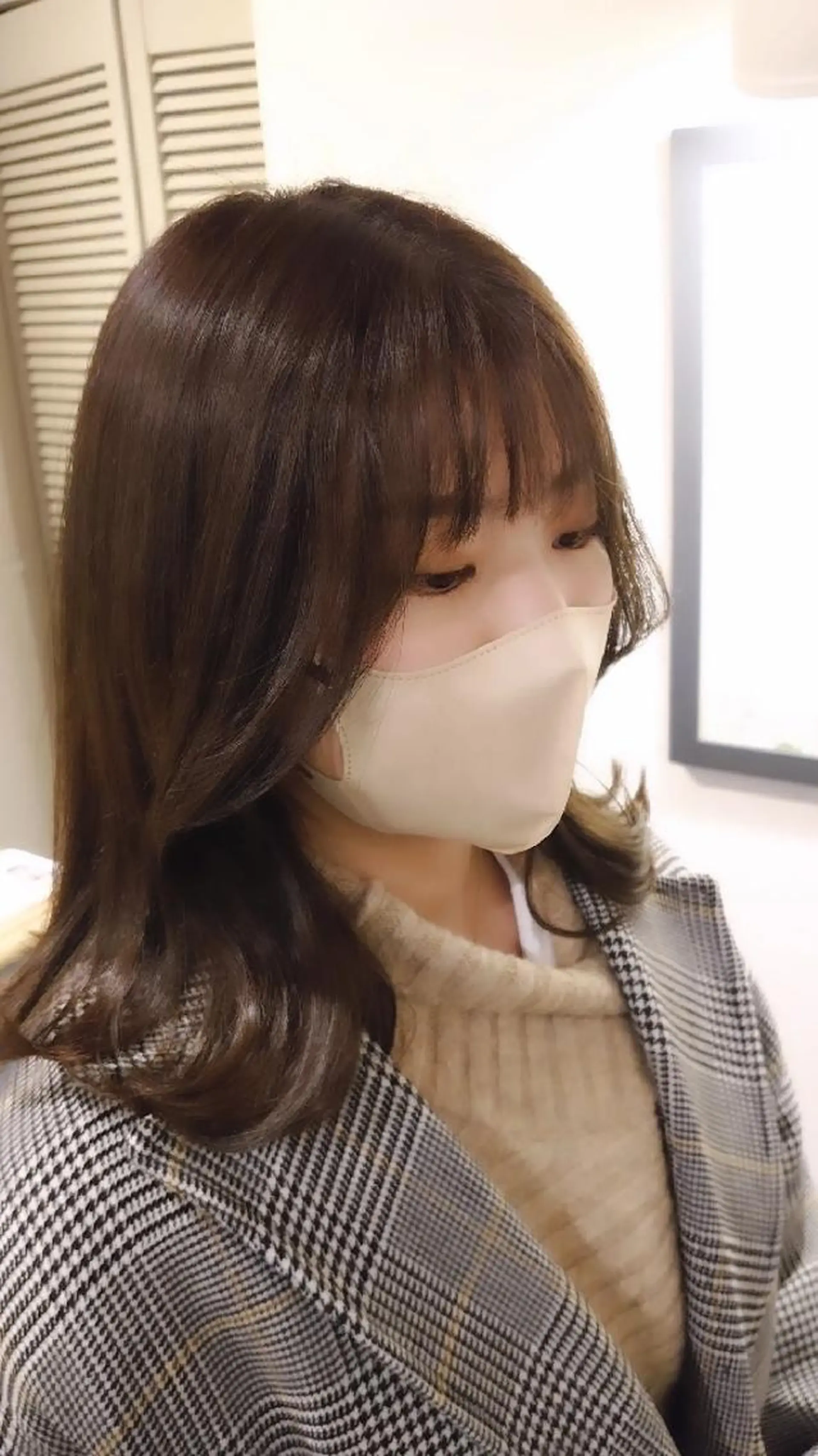 ミディアム カラー ブラウンカラー 顔周りカット レイヤーカット 外ハネヘア カット ヘアカラー トリートメント newi 天王寺　 masakoのヘアスタイル