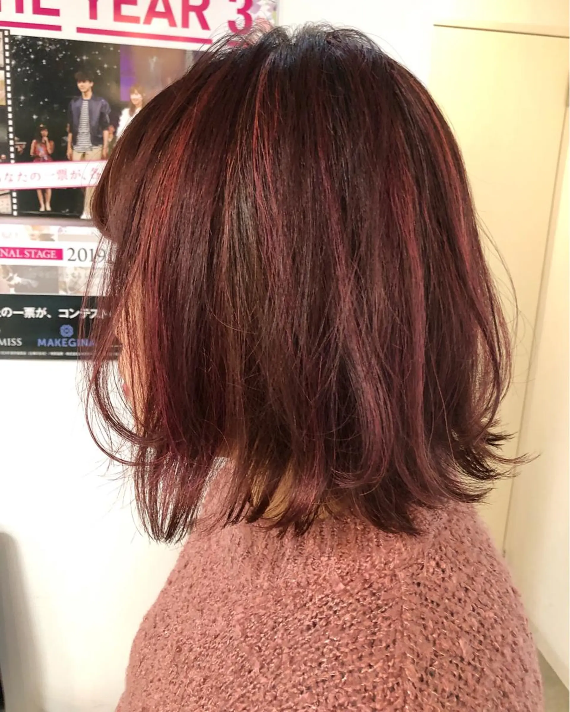 ミディアム カラー ブリーチ ケアブリーチ ハイライトカラー ピンクカラー ハイライト 榎園 由美のヘアスタイル