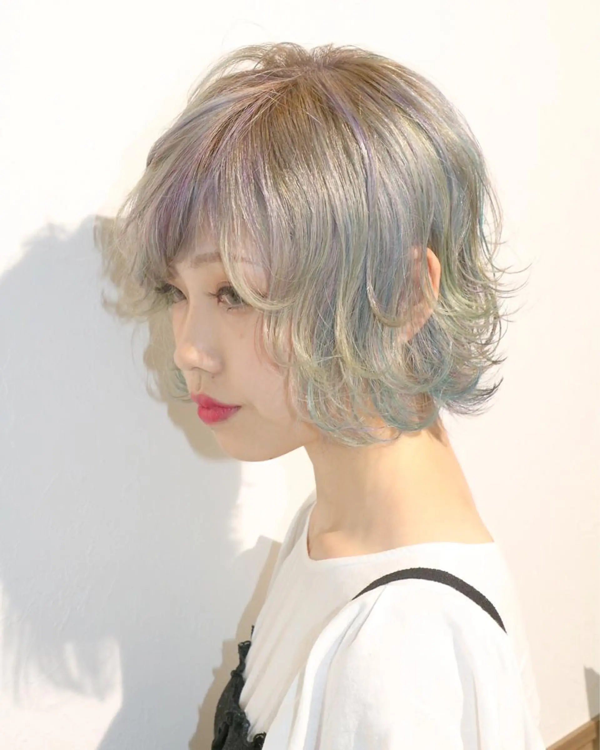 ミディアム カラー パーマ ヘアアレンジ マツエク・マツパ ユニコーンカラー ハイトーン特化🤍 浦住のヘアスタイル