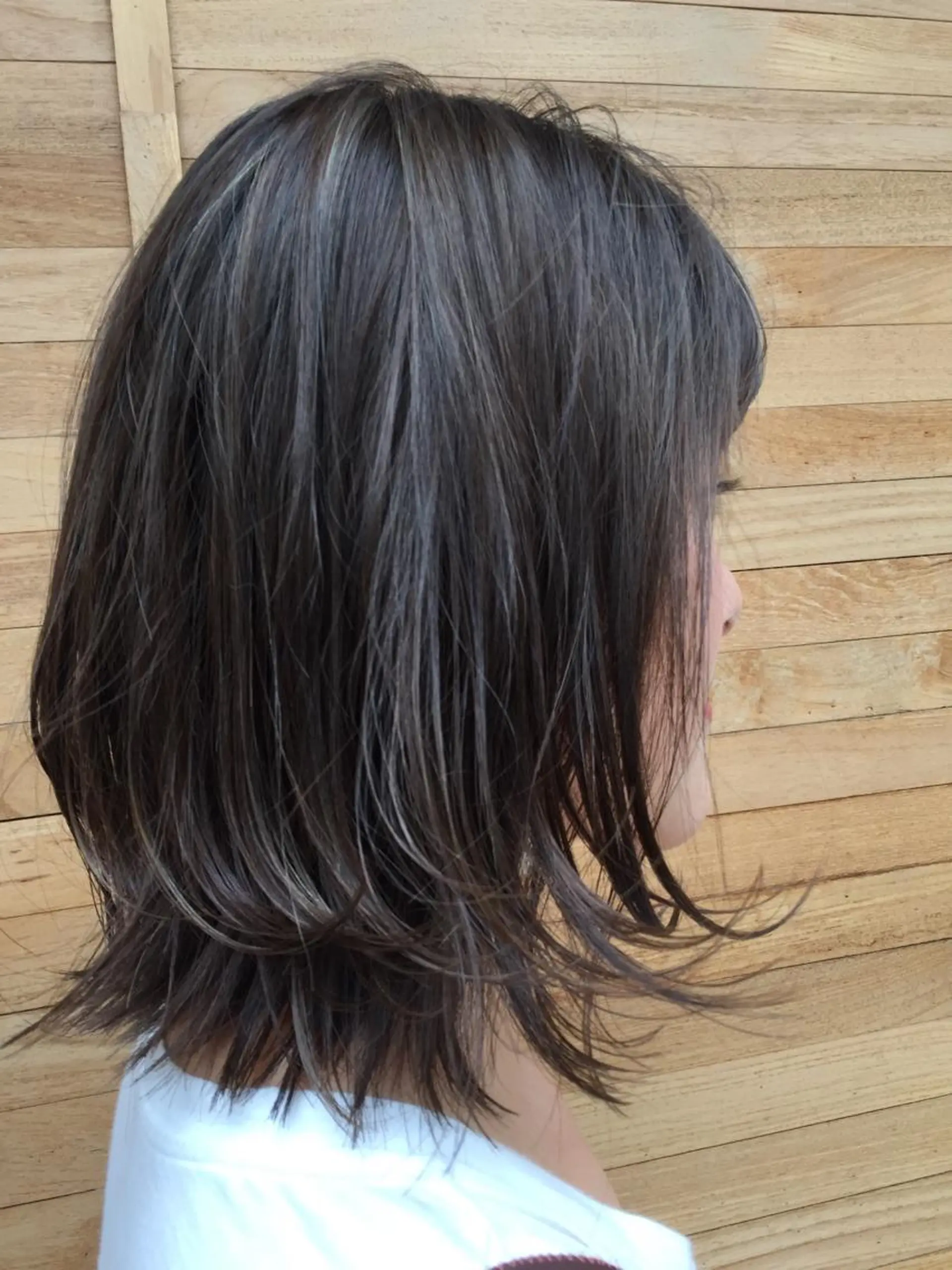 ミディアム カラー パーマ ヘアアレンジ ハイライトカラー ハイライト 【白髪ぼかし 専門GBG】自由が丘のヘアスタイル