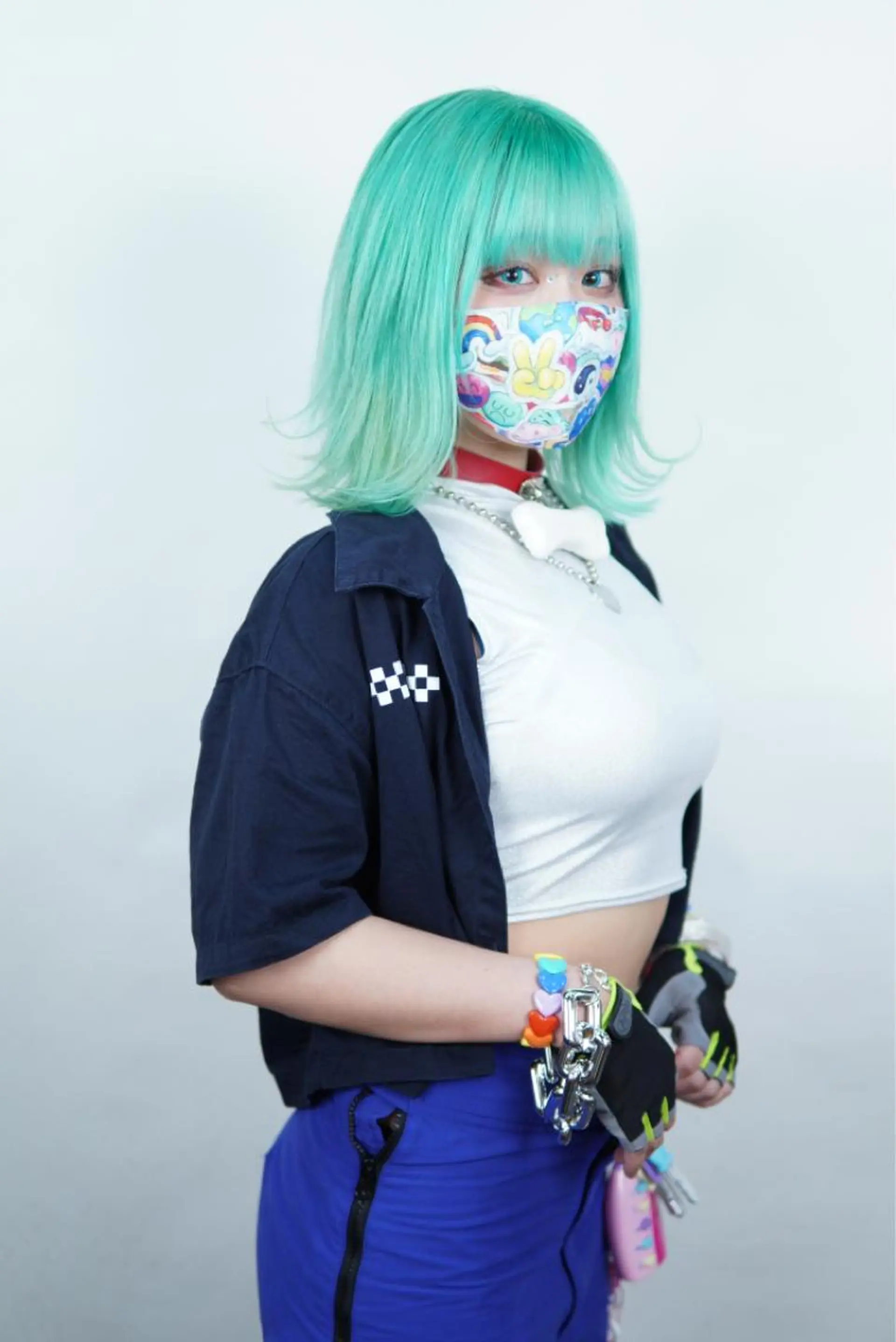 ミディアム カラー パーマ ヘアアレンジ ブリーチ ケアブリーチ ハイトーンカラー ミント ボブ 🌈派手髪エクステ ブレイズ🌈ひろとのヘアスタイル