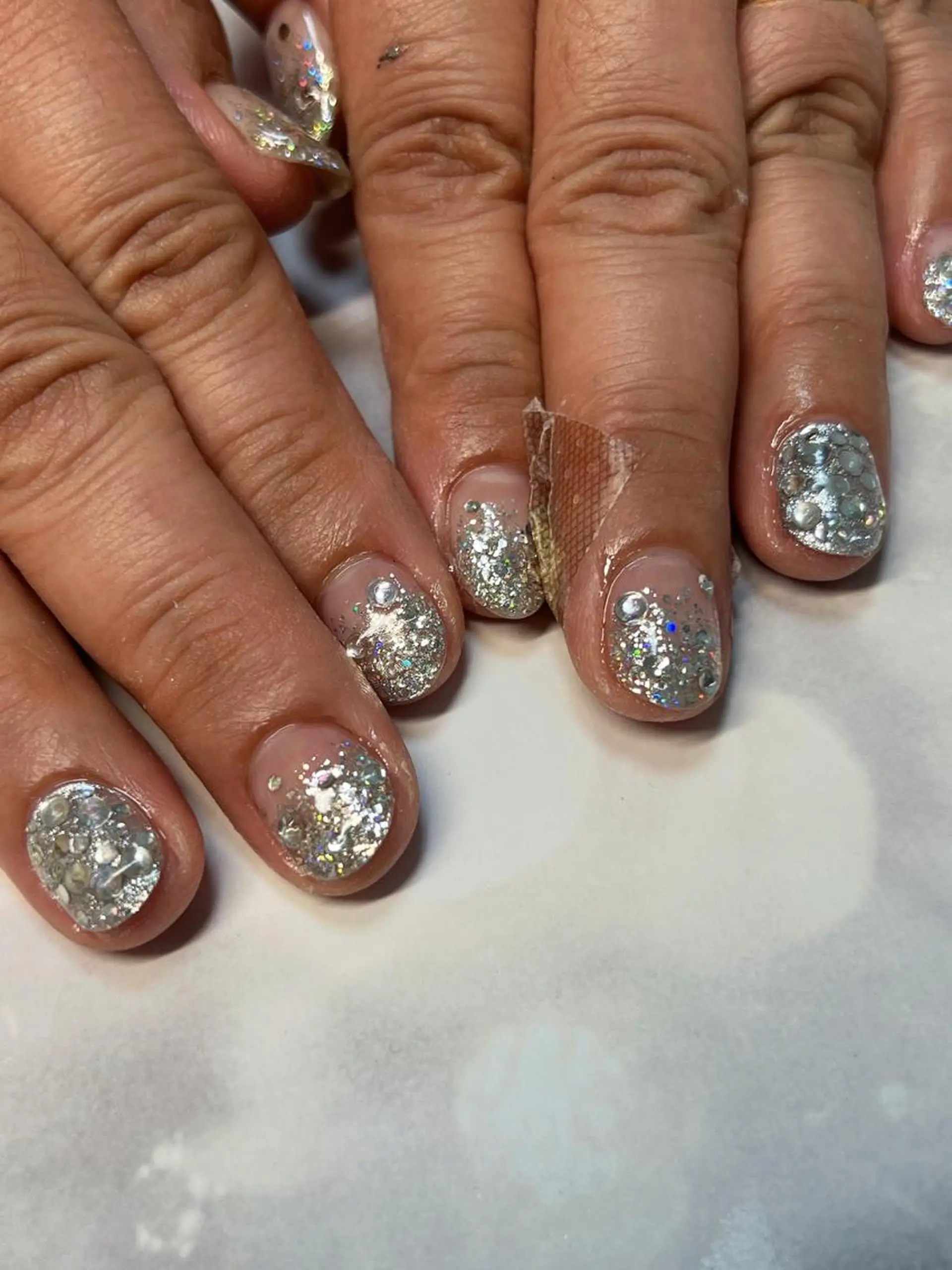 ネイル グラデーション ラメ(グリッター) ラメグラデーション ストーンネイル coco nailのネイルデザイン