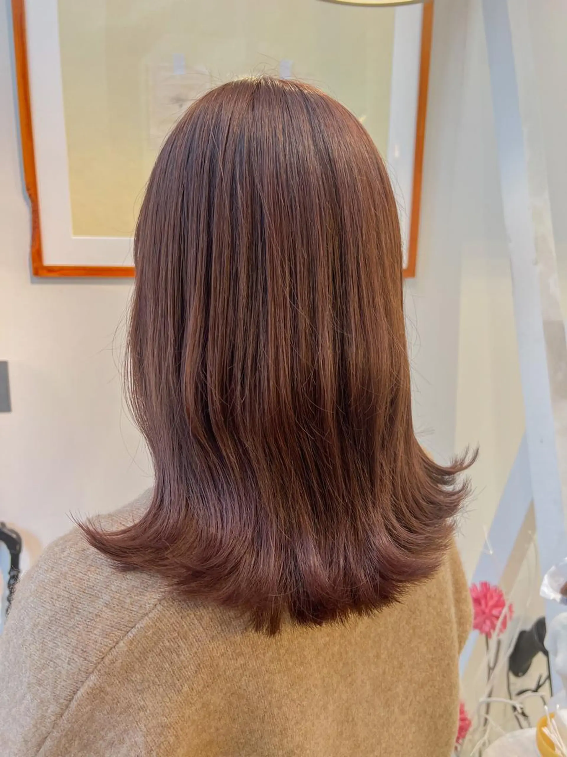 セミロング カラー ベージュカラー ピンクカラー ピンクベージュ くびれヘア カット ヘアカラー トリートメント 髪質改善/縮毛/ボブ CHIHIROのヘアスタイル