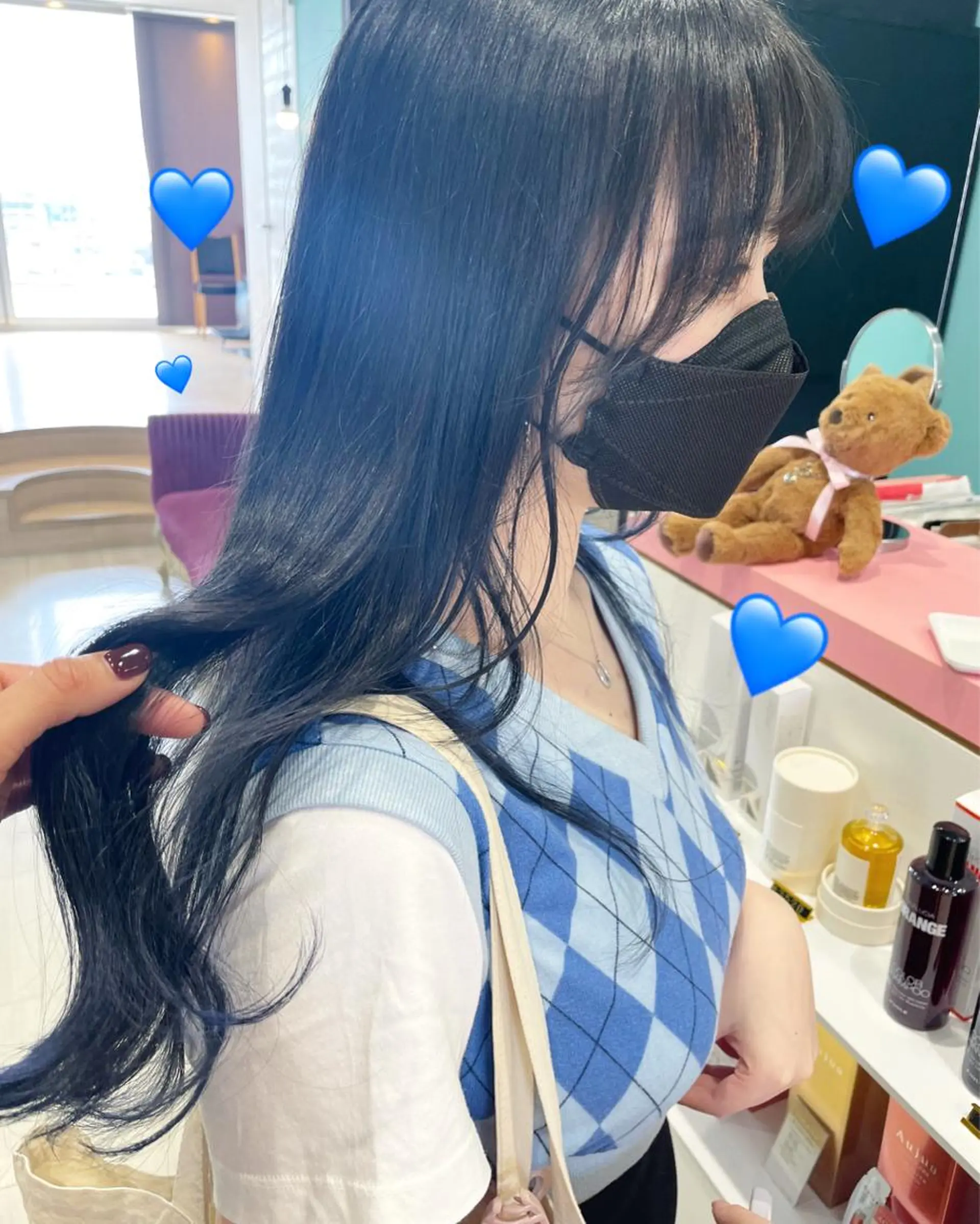 ミディアム カラー ネイビーカラー 新宿駅近♡個室 ♡関口三都季🌜のヘアスタイル