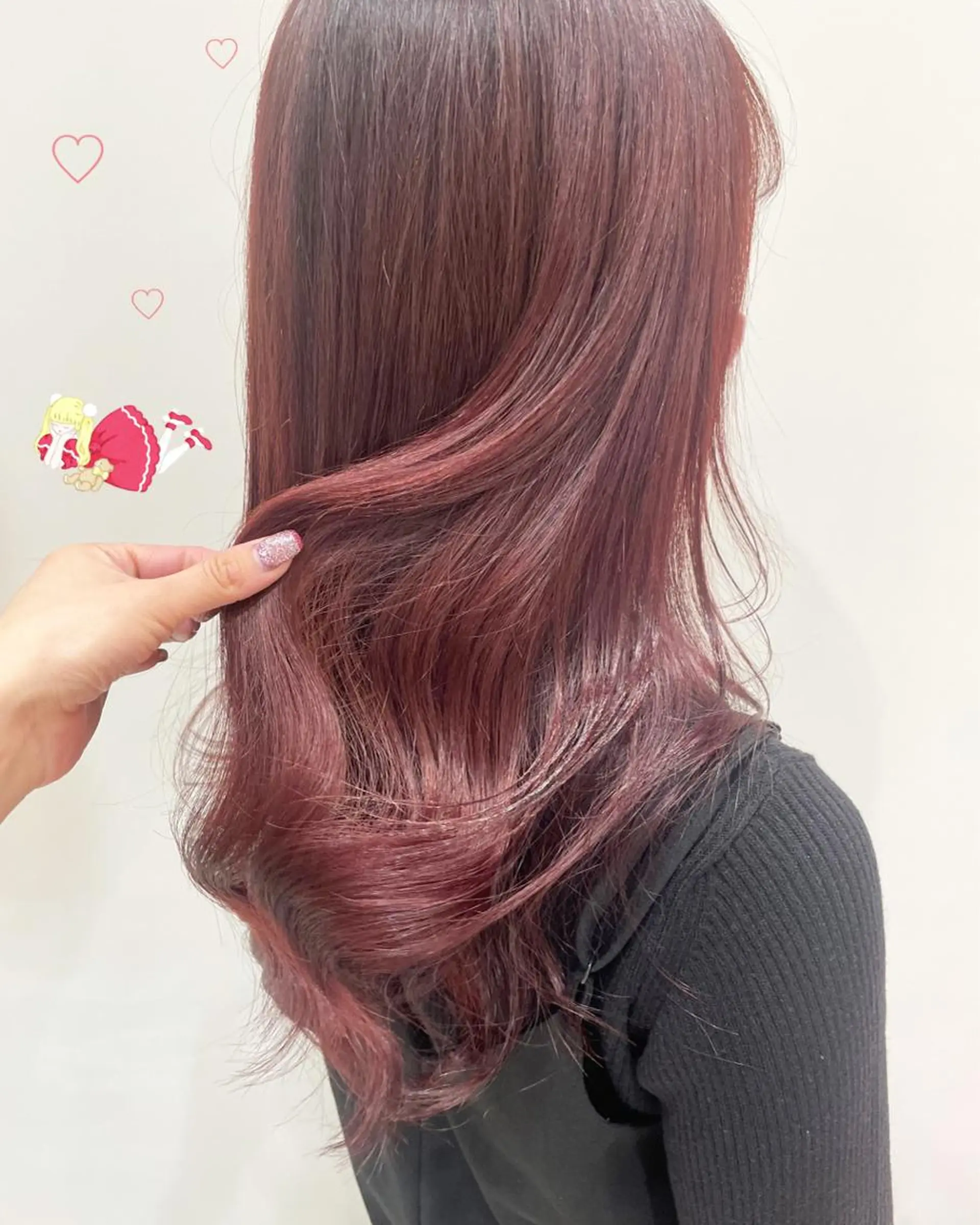 セミロング カラー レッドカラー 新宿駅近♡個室 ♡関口三都季🌜のヘアスタイル