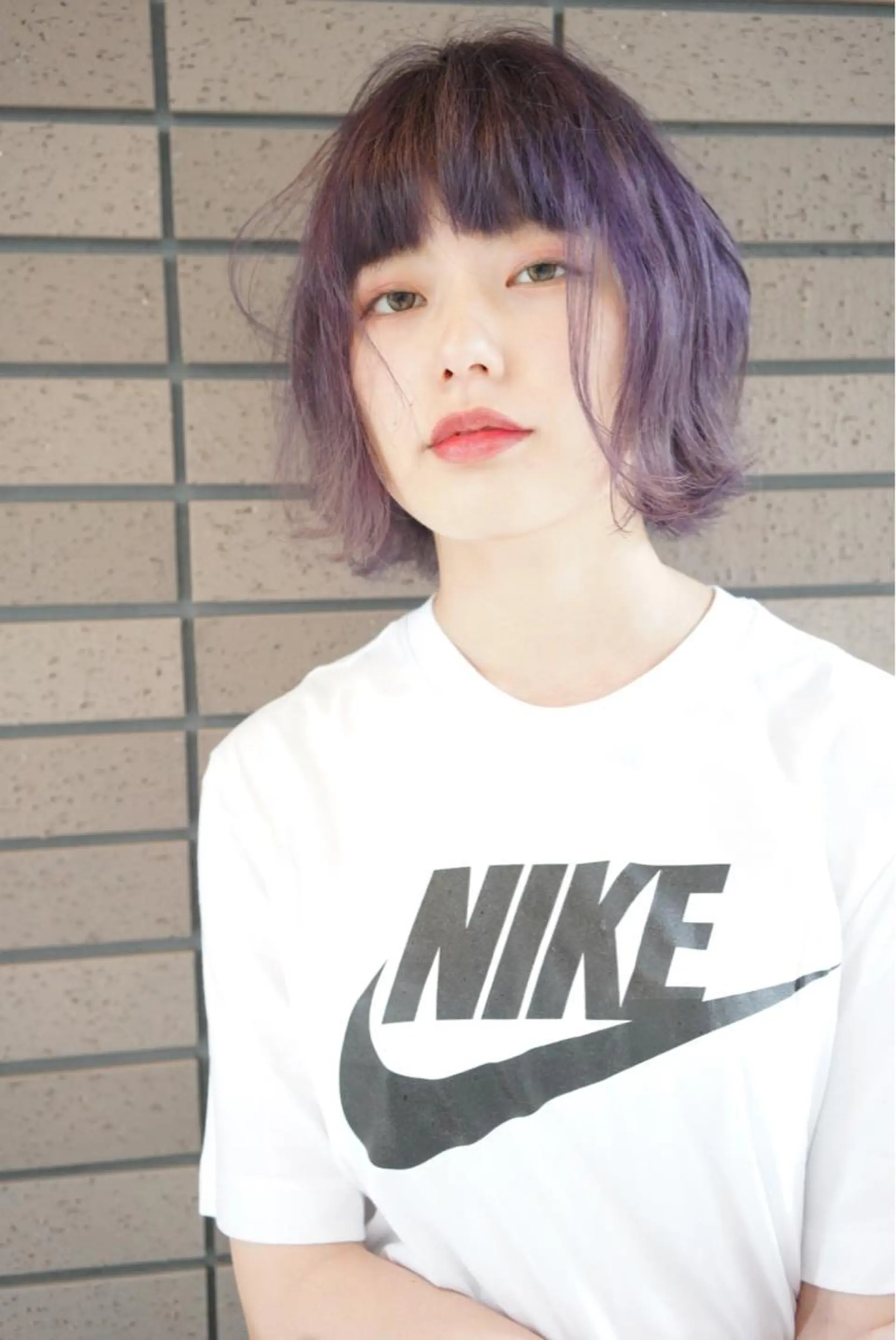 ミディアム カラー パープルカラー ヘアカラー トリートメント ハイトーン/レイヤー /ケアブリーチ石川治のヘアスタイル