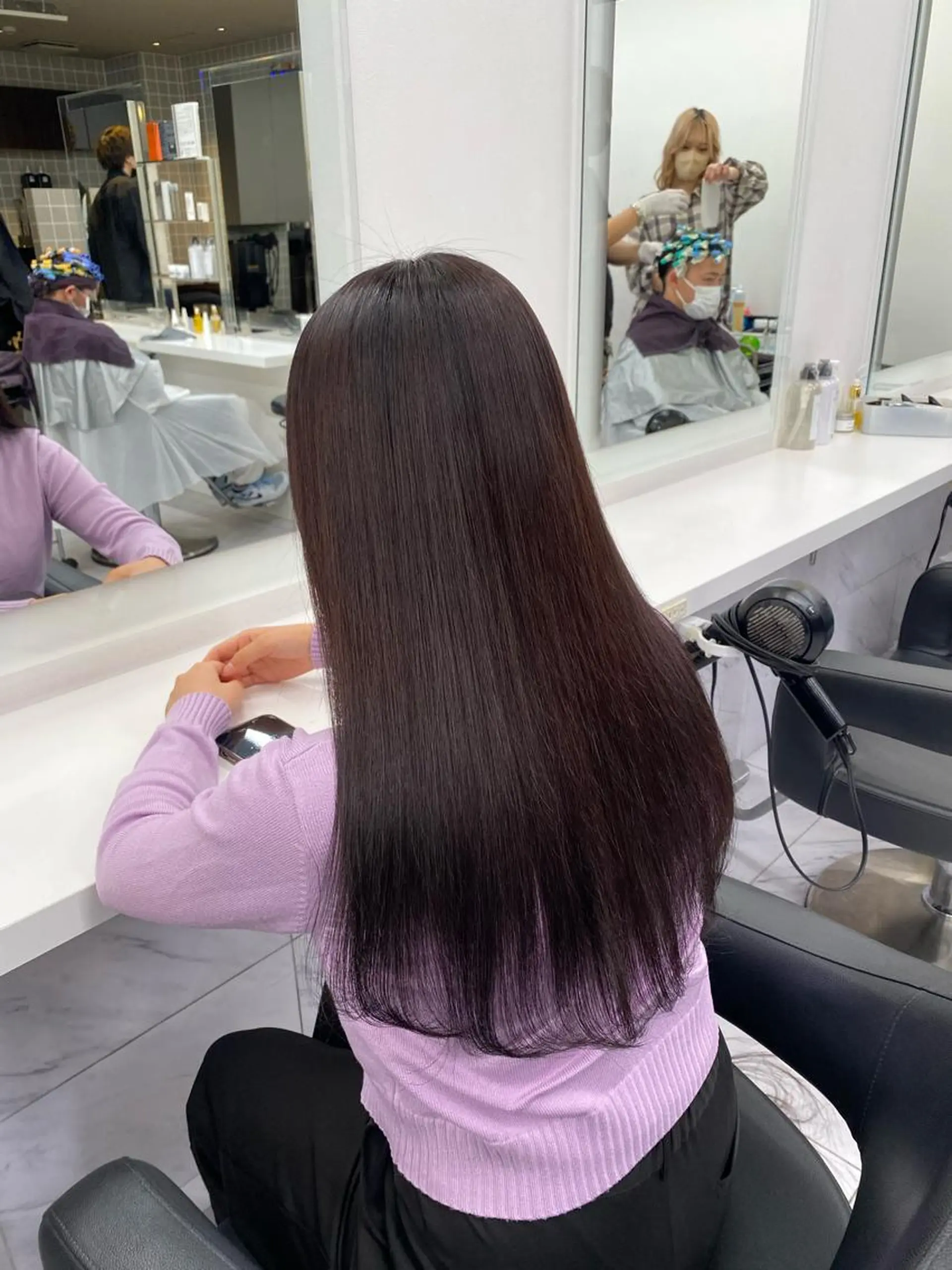 ロング カラー ヘアアレンジ キッズ ブリーチ ブラウンカラー ラベンダーカラー ブリーチなしカラー TRU Shino🦋のマツエク・マツパデザイン