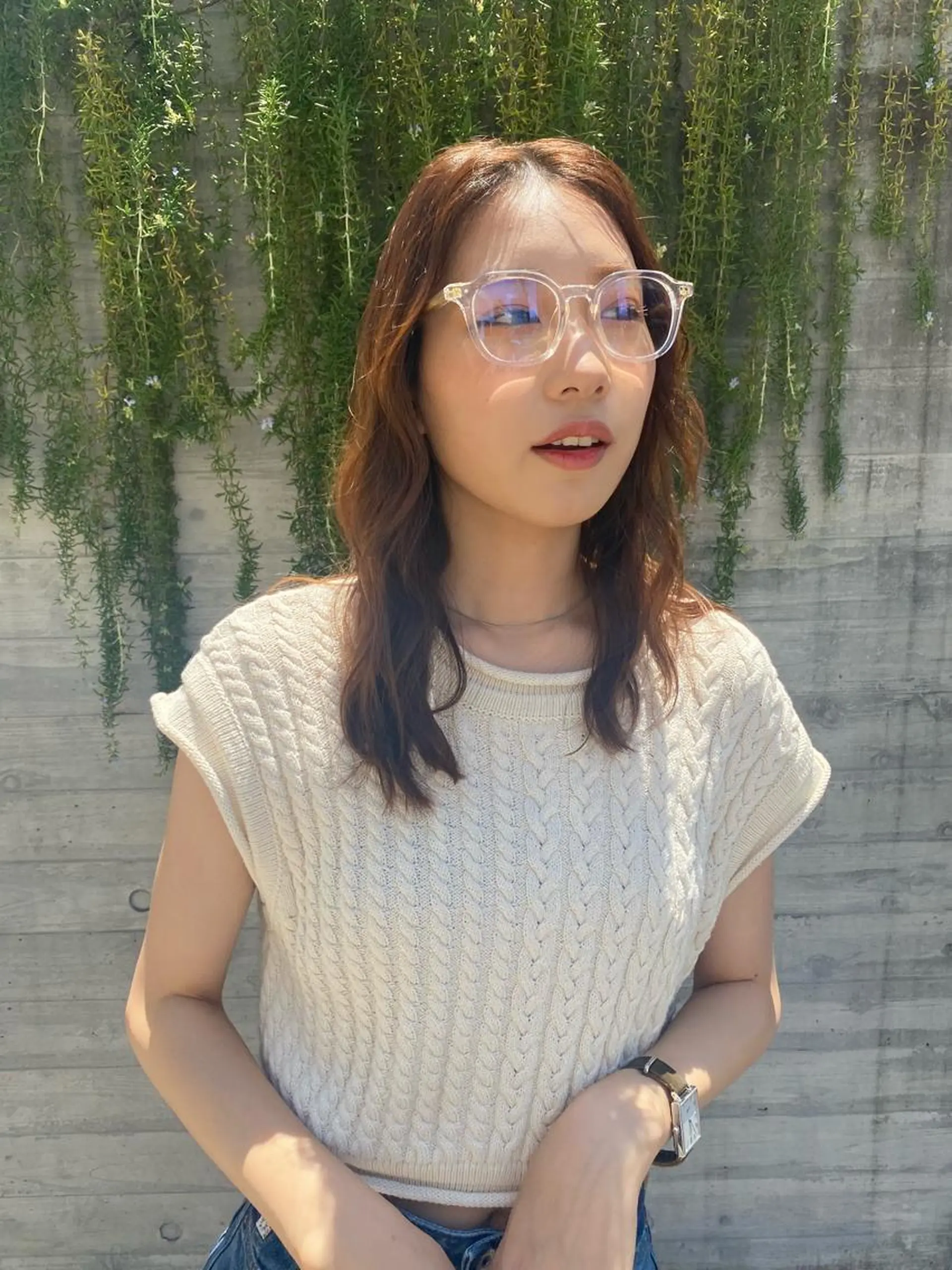 カラー アッシュ ベージュカラー 黒髪 ブルーカラー ブルーブラック ヘアカラー トリートメント ヘアセット 透明感/韓国風 🤍moeka🤍のヘアスタイル