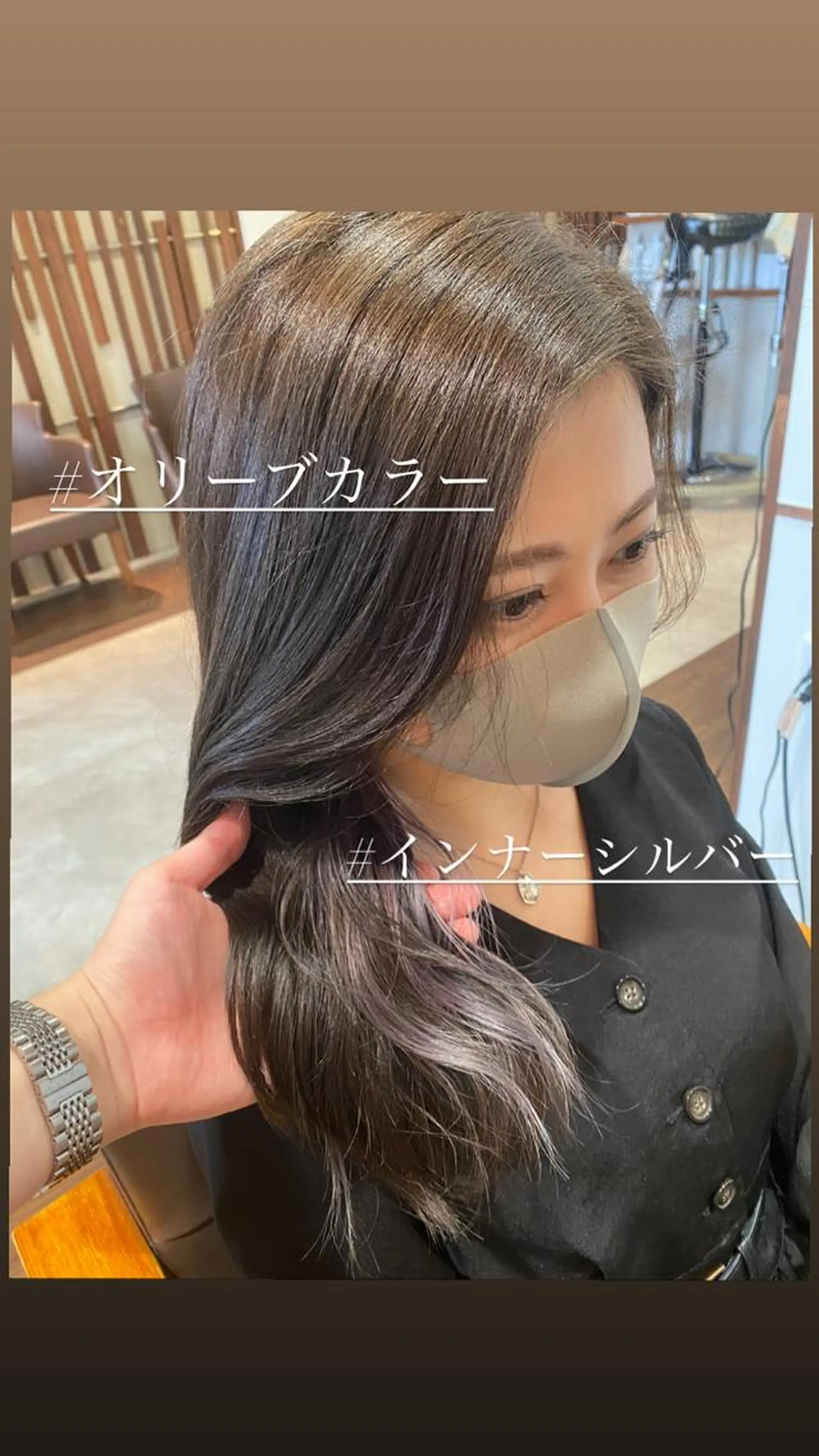 セミロング カラー オリーブカラー シルバー ヘアカラー 髪質改善特化 長澤友哉のヘアスタイル