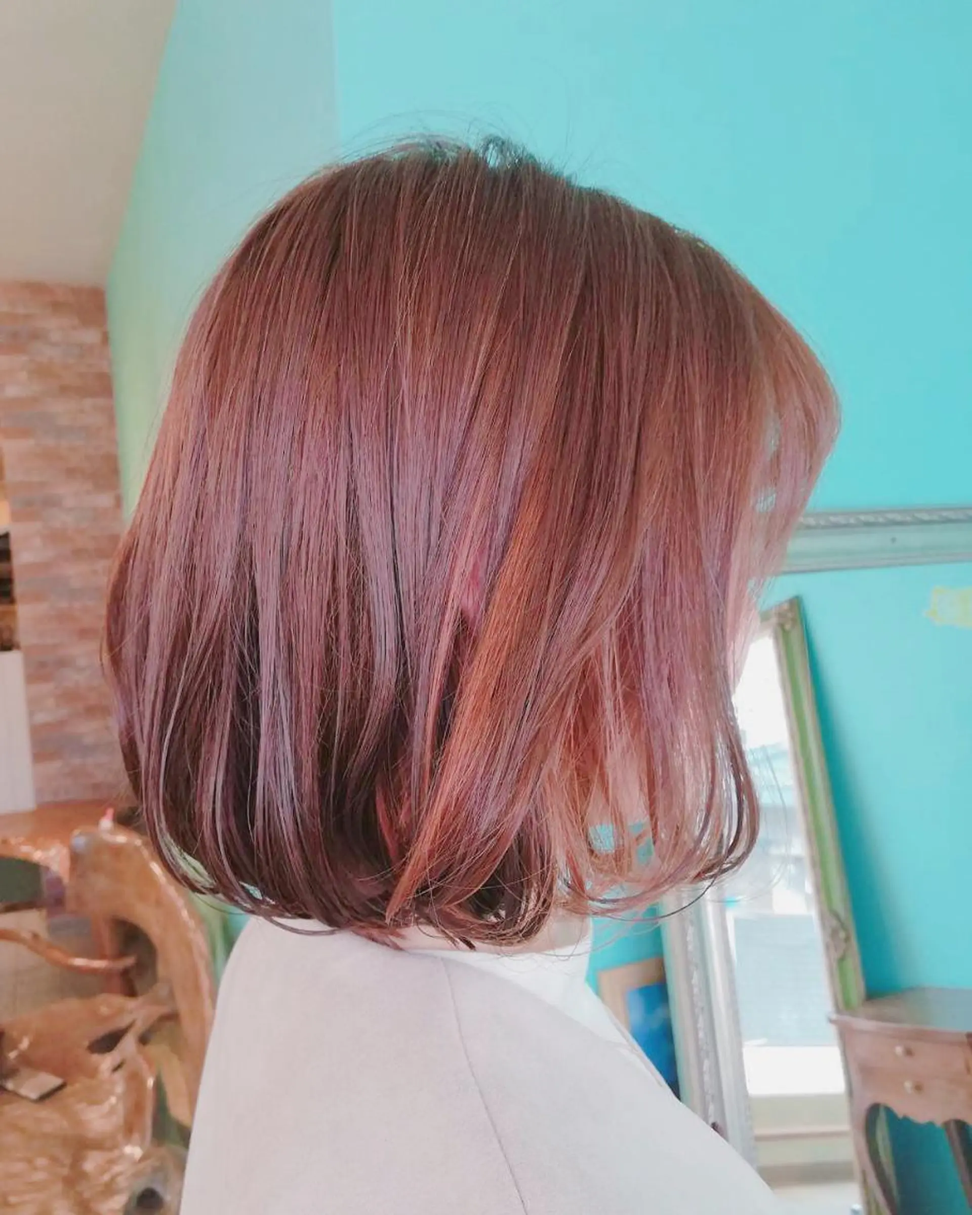 ミディアム ヘアカラー トリートメント 西新美容室 ナチュラルオーブンのヘアスタイル