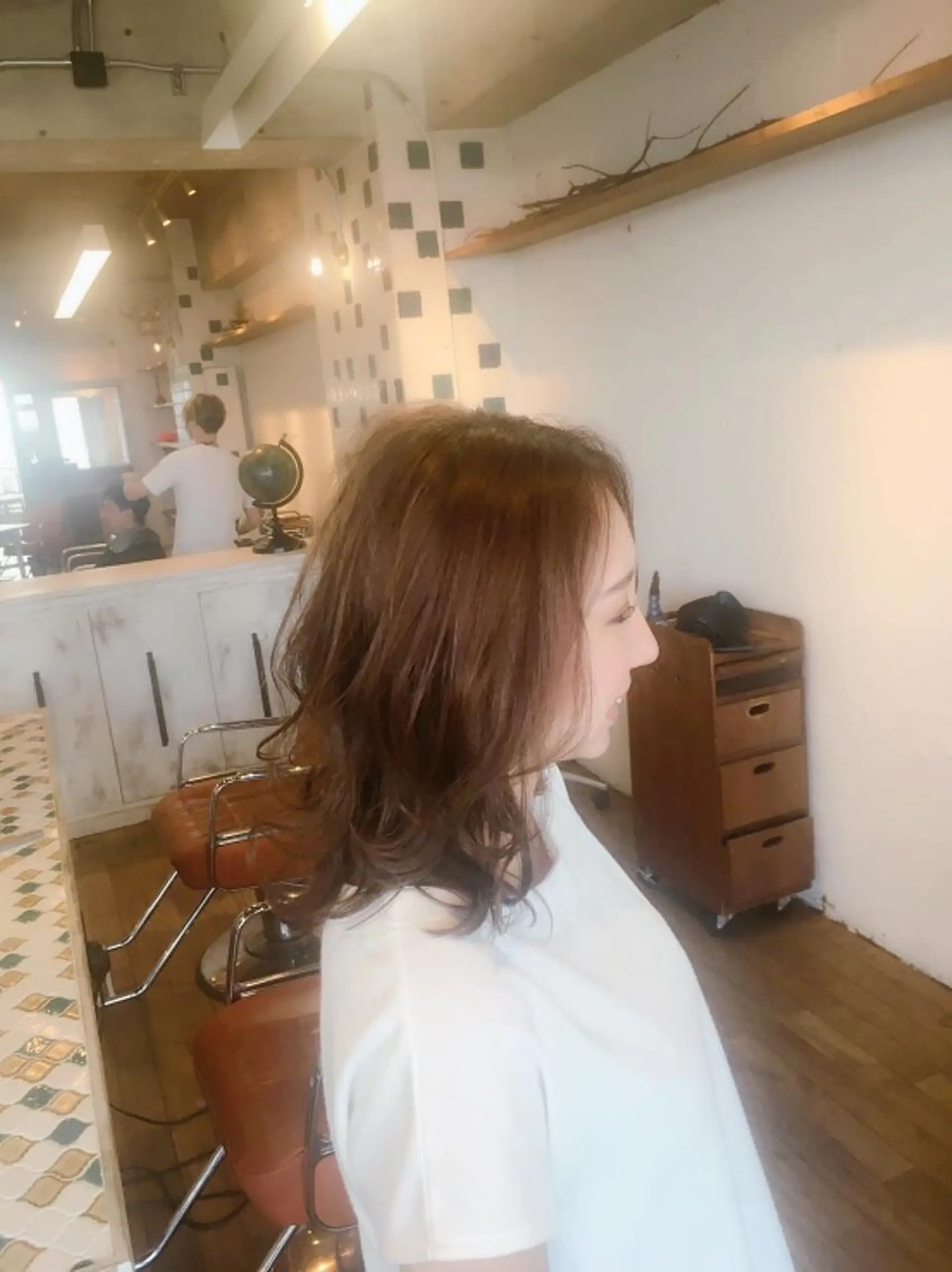 ミディアム カット パーマ 縮毛矯正 石井辰功也 フリーランス美容師のヘアスタイル