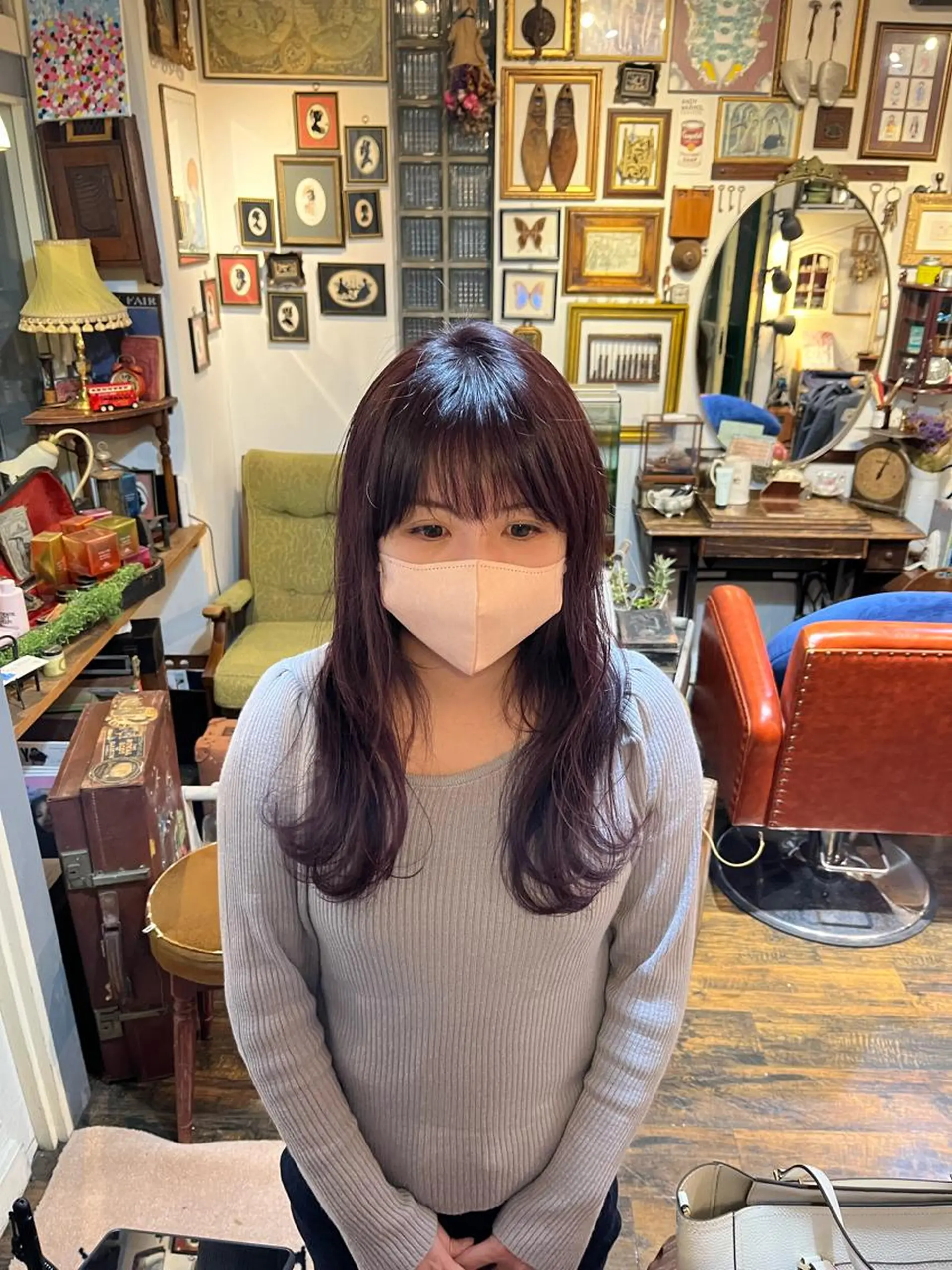 セミロング カラー ブリーチ ラベンダーカラー ピンクカラー ピンクラベンダー 朝が楽なパーマ 🌱ショート/緒方椋のヘアスタイル