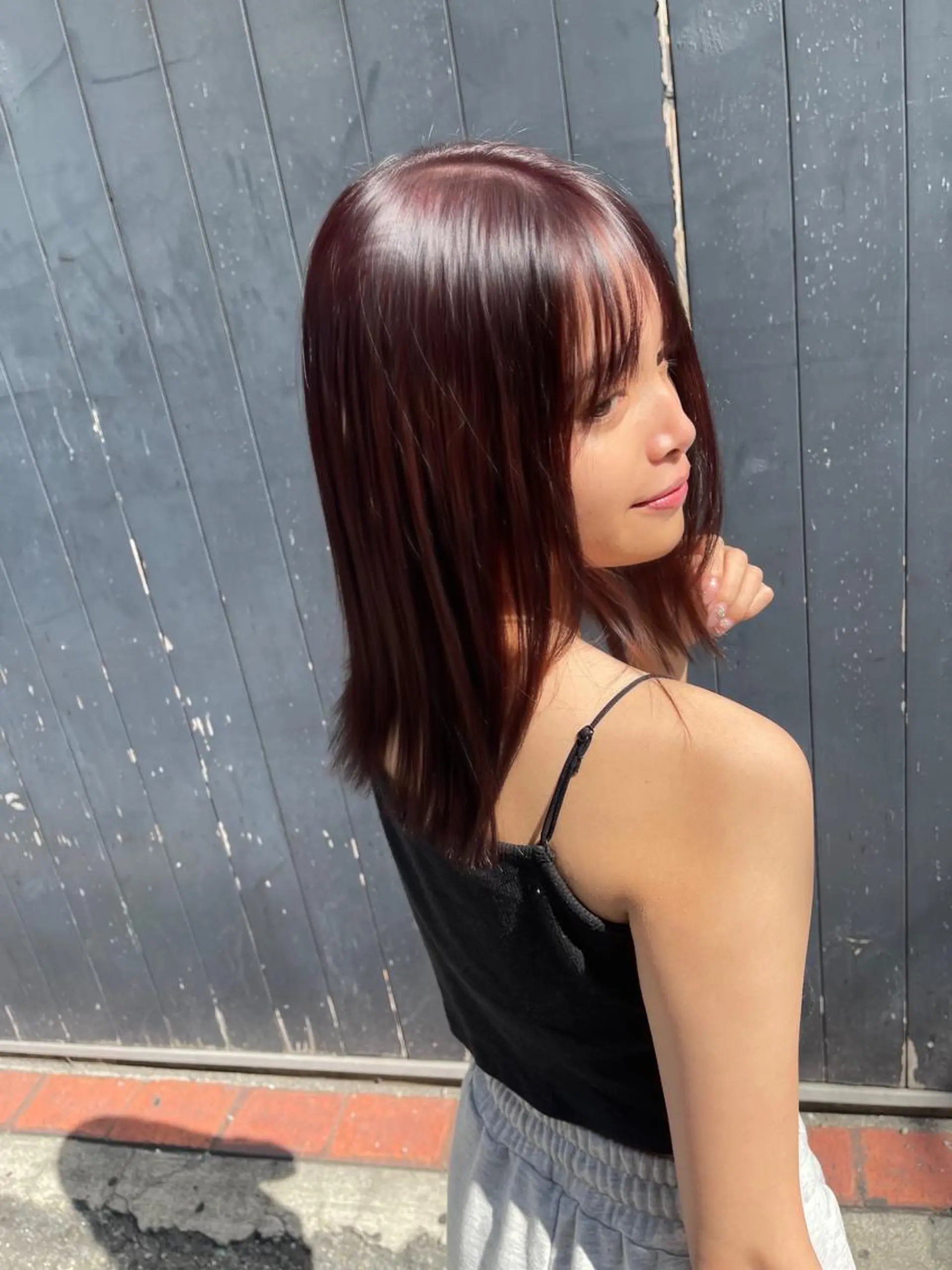 ミディアム カラー ヘアカラー トリートメント emi/髪質改善/ 韓国風/艶カラーのヘアスタイル