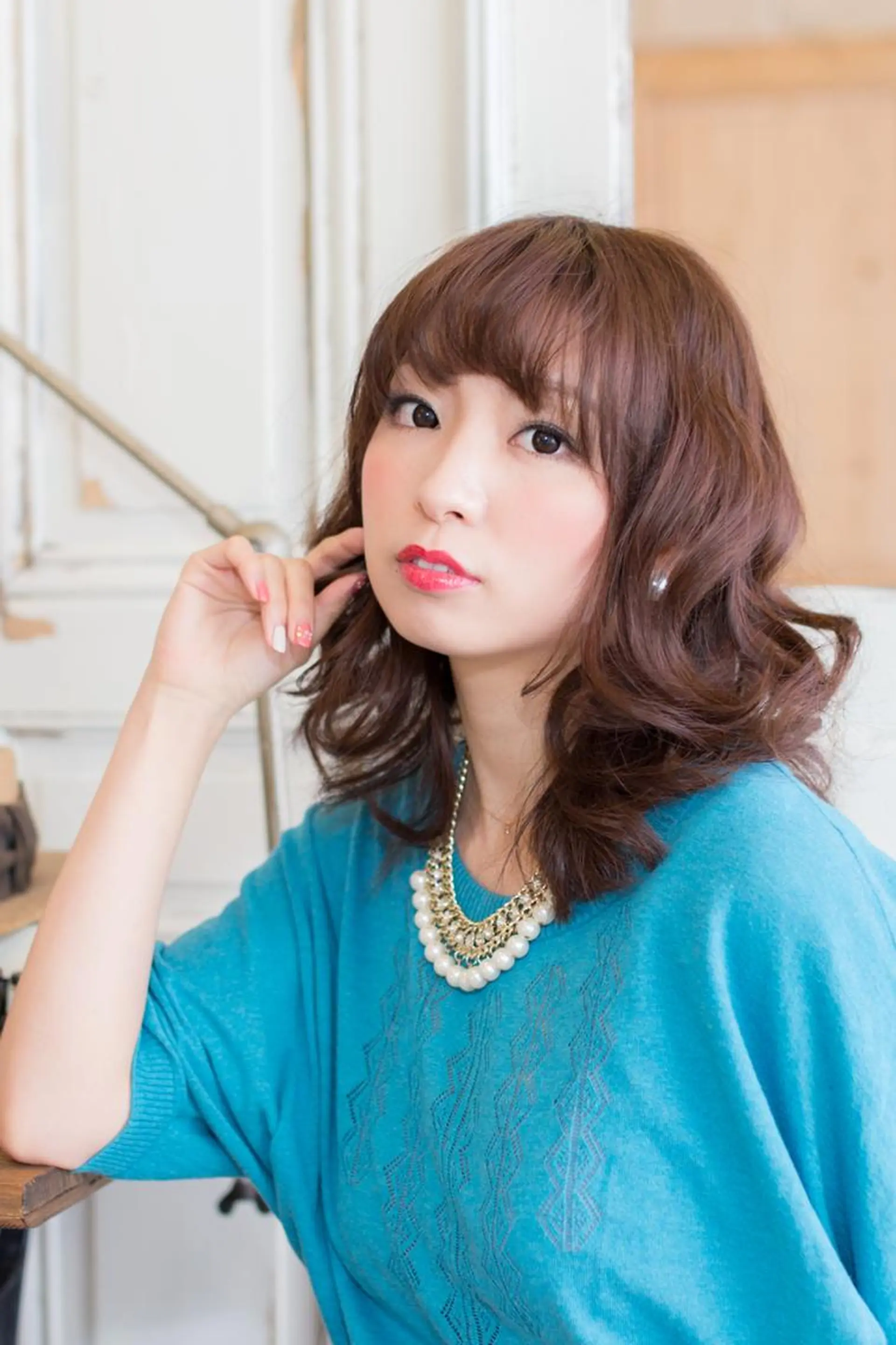 セミロング カラー パーマ 透明感カラー 小顔カット ✨hair make flencia✂️✨のヘアスタイル