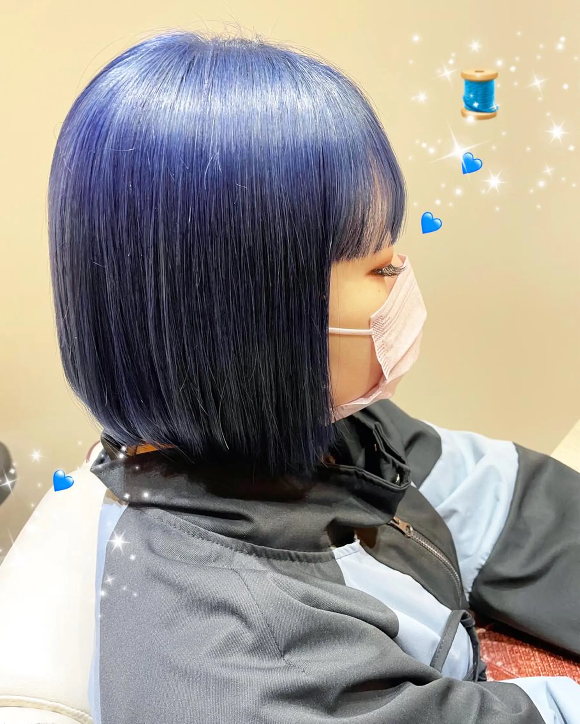 ショート カラー ブリーチ ネイビーカラー ボブ ヘアカラー トリートメント 新宿駅近♡個室 ♡関口三都季🌜のヘアスタイル
