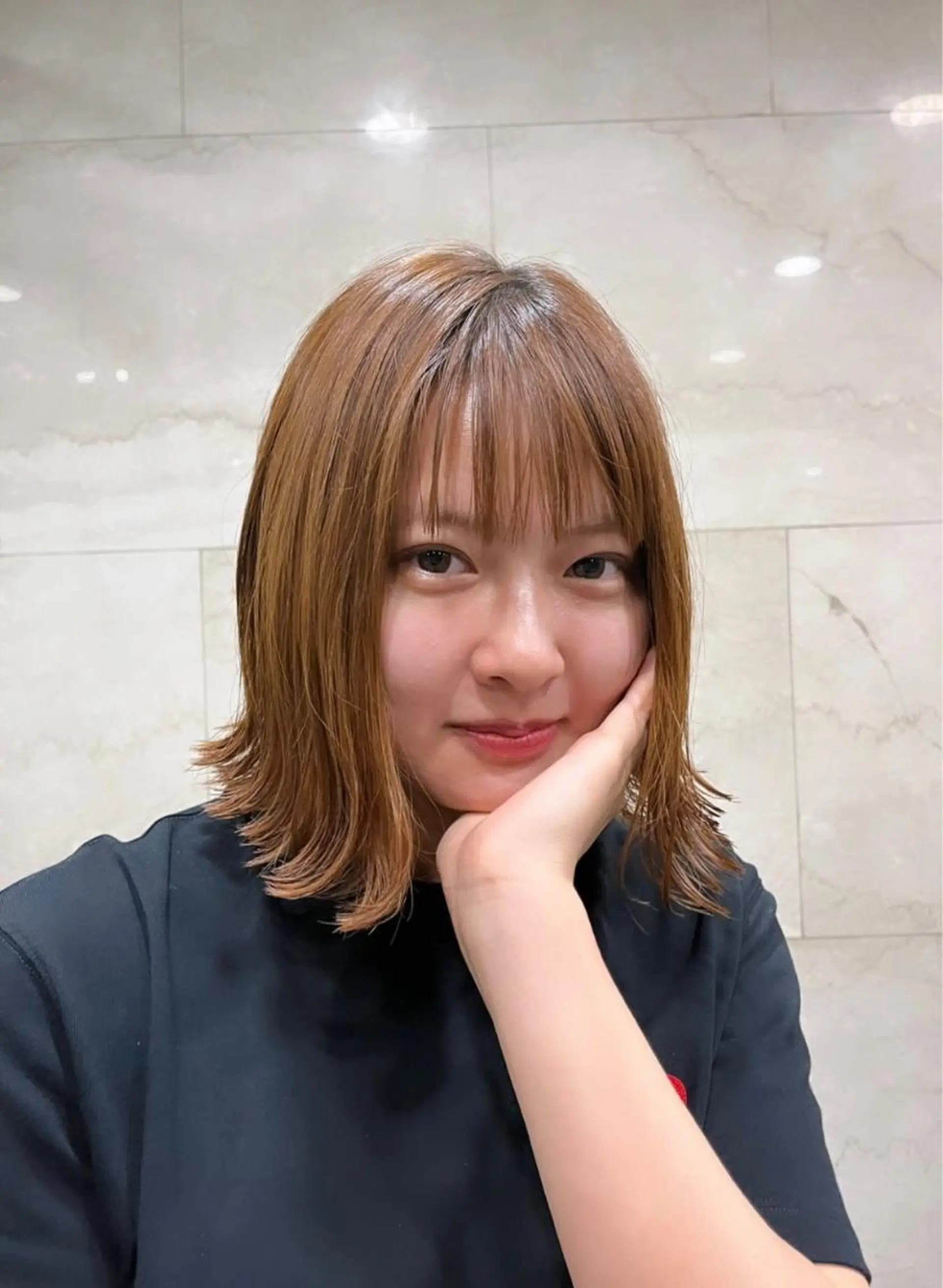 パーマ えんぐちとも／透明感 カラー／博多ボブのヘアスタイル