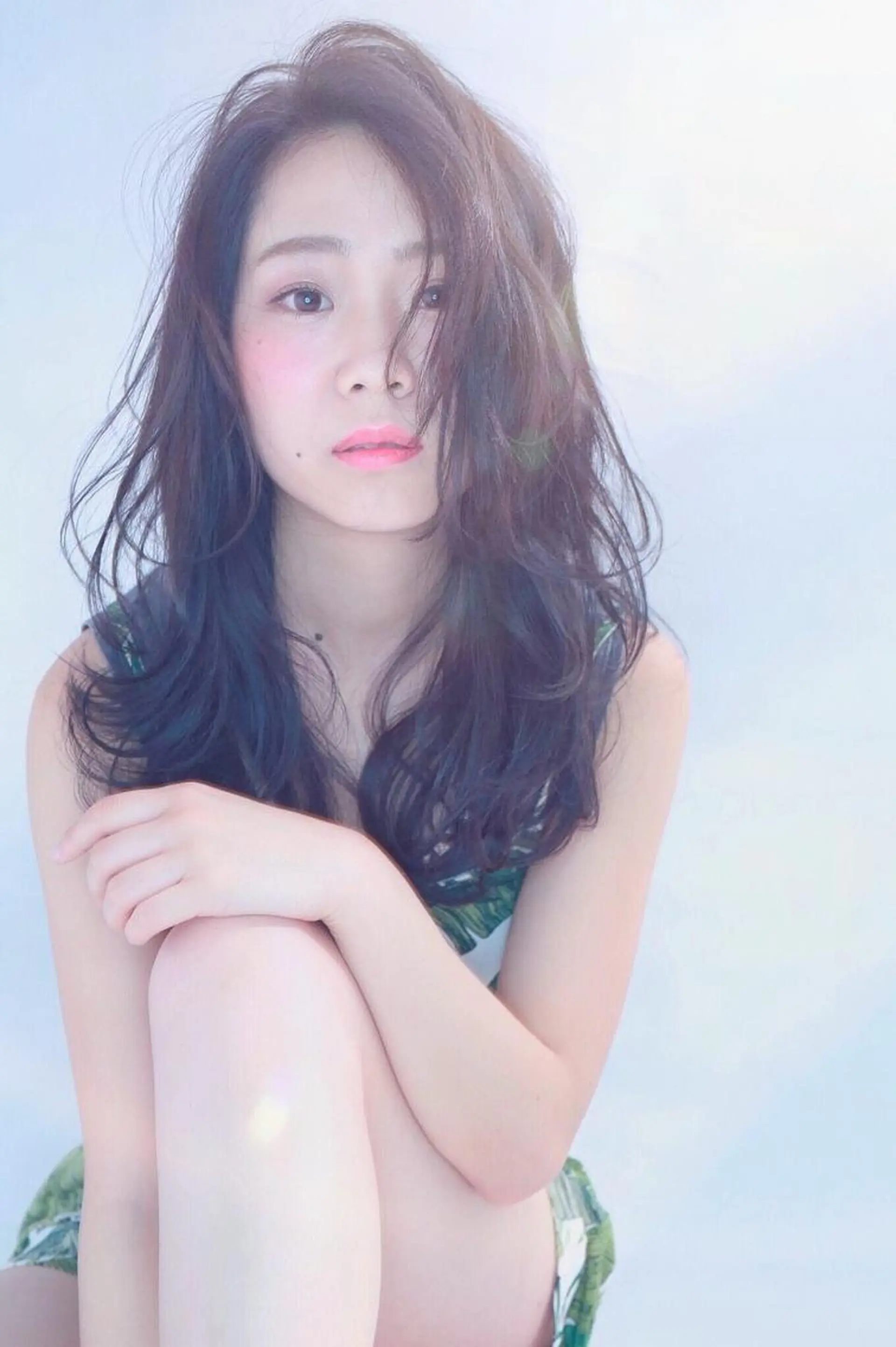 ミディアム カラー パーマ バレイヤージュ ブルーカラー ブルージュ グラデーションカラー ハイライトカラー 🌟高田 聖菜🌟のヘアスタイル