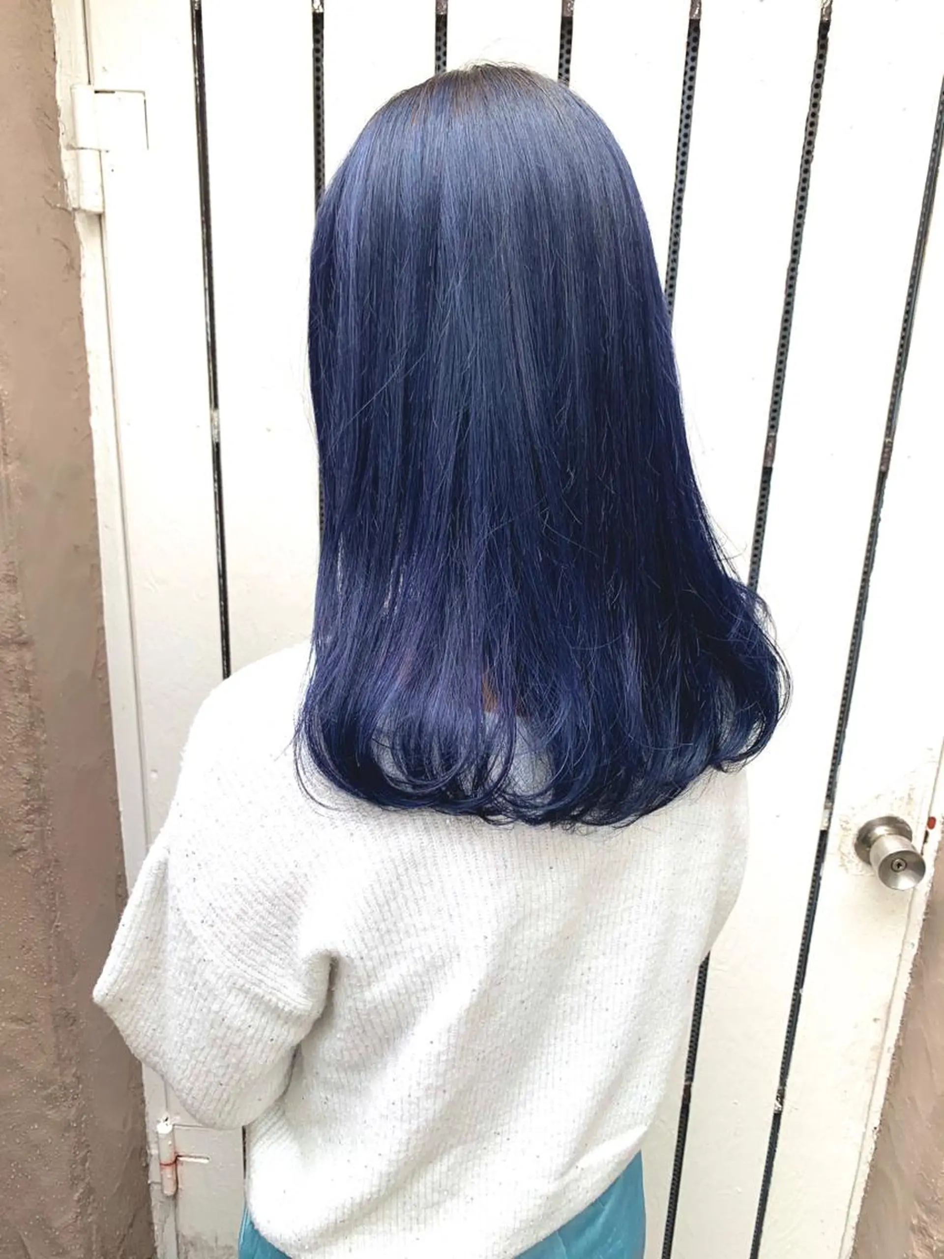 ロング カラー ブルーカラー ネイビーカラー 盛れる顔周りカット ♥️韓国ヘア"ちぇるのヘアスタイル