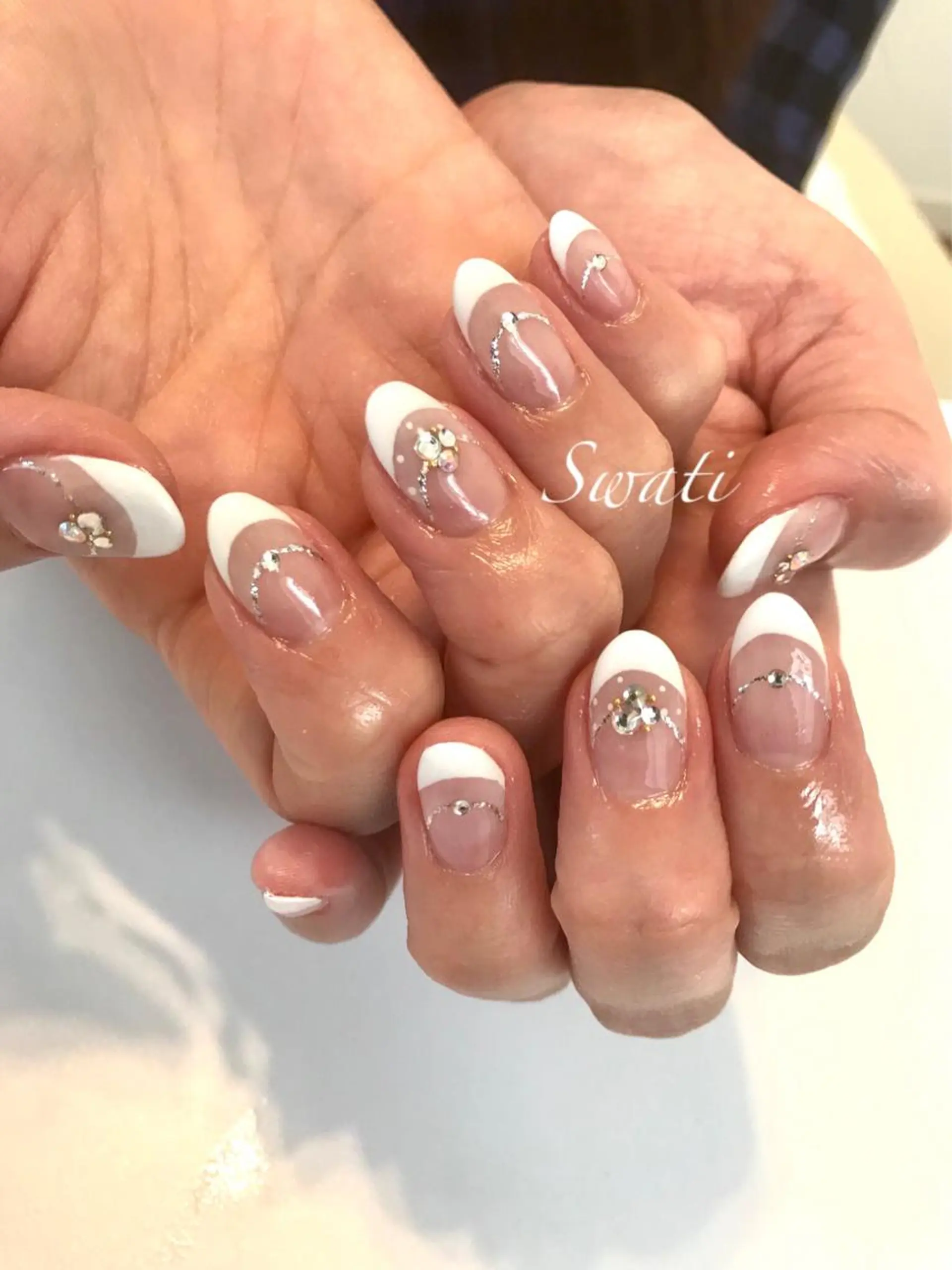 ネイル アートネイル ダブルフレンチ フレンチネイル オフィスネイル シンプルネイル yuko (ネイリスト)のネイルデザイン