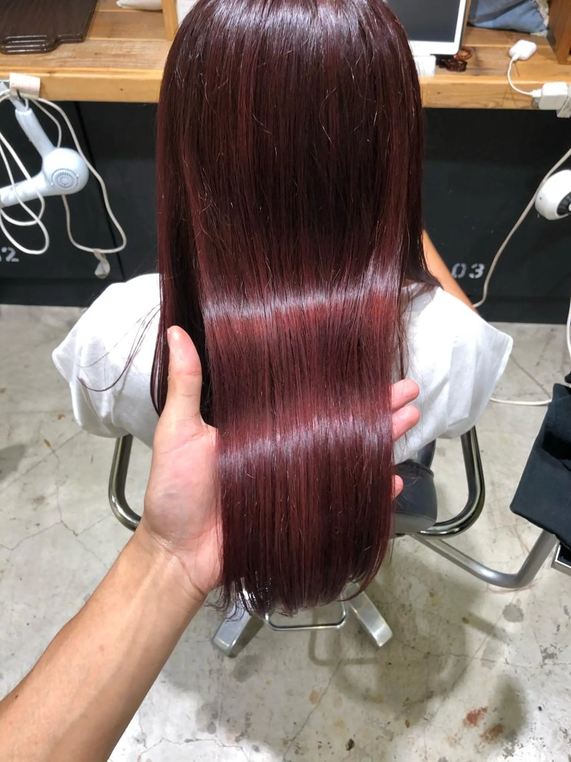 ロング カラー ブリーチ ハイトーンカラー ピンクカラー バイオレットカラー カット ヘアカラー トリートメント 舘野 太嘉宏のヘアスタイル
