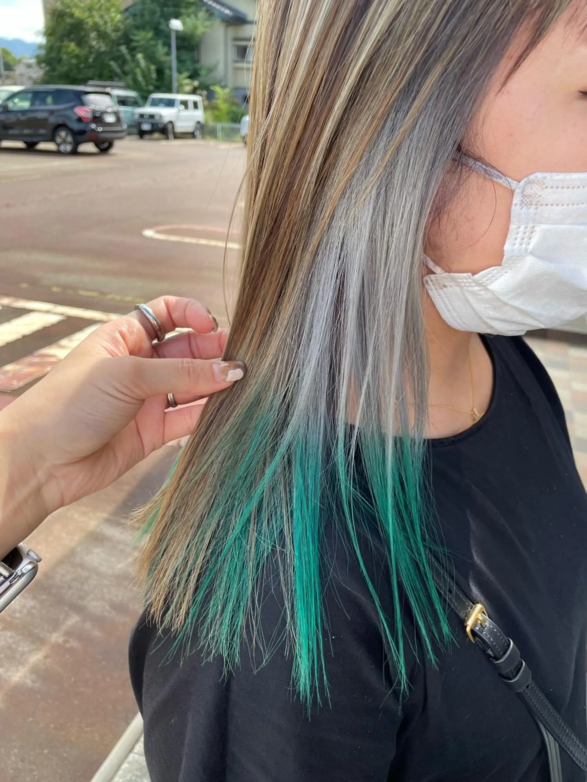 セミロング カラー ヘアアレンジ EARTH長岡店🩵 石原莉穂のヘアスタイル