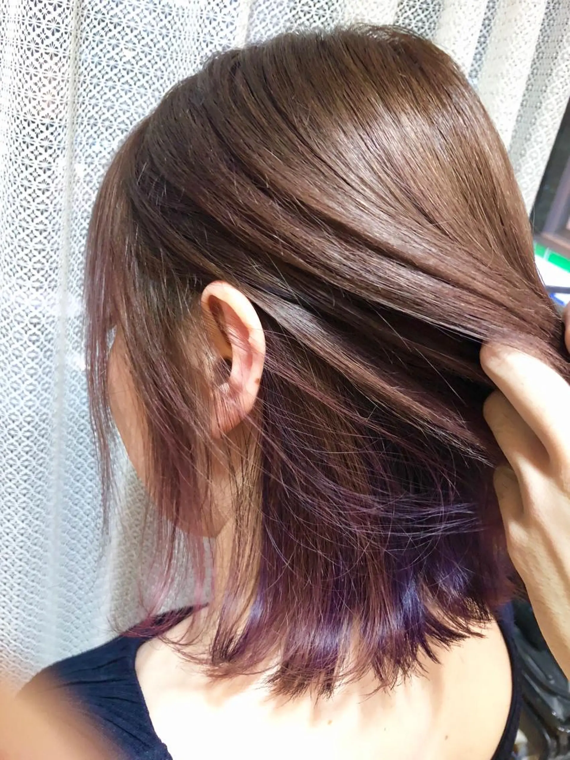 ミディアム カラー インナーカラー ピンクカラー パープルカラー トリートメント 100%髪質改善特化 TRUNSのヘアスタイル
