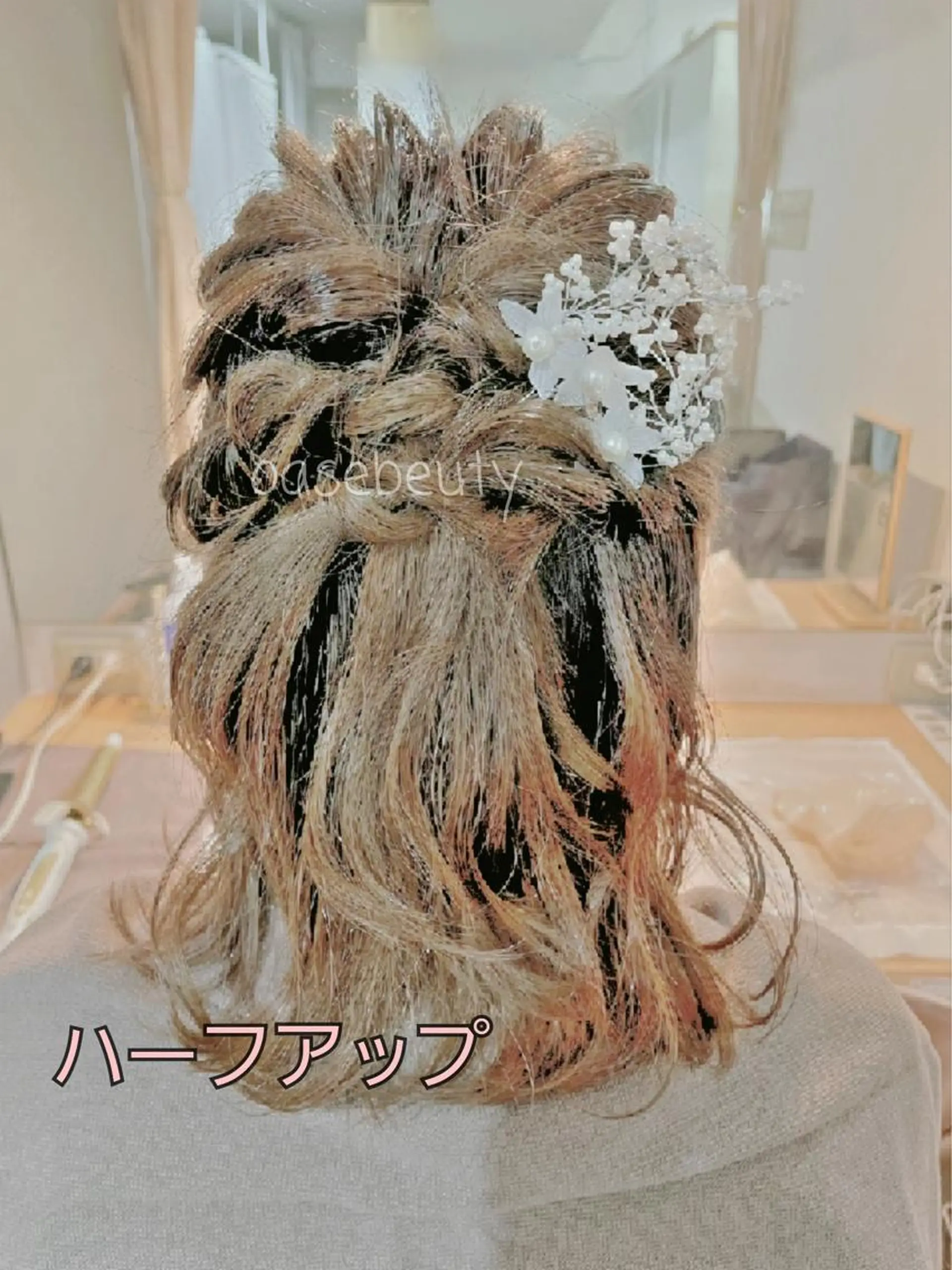 ヘアアレンジ ミディアム 結婚式・ブライダル ヘアセット OASE kataokaのマツエク・マツパデザイン