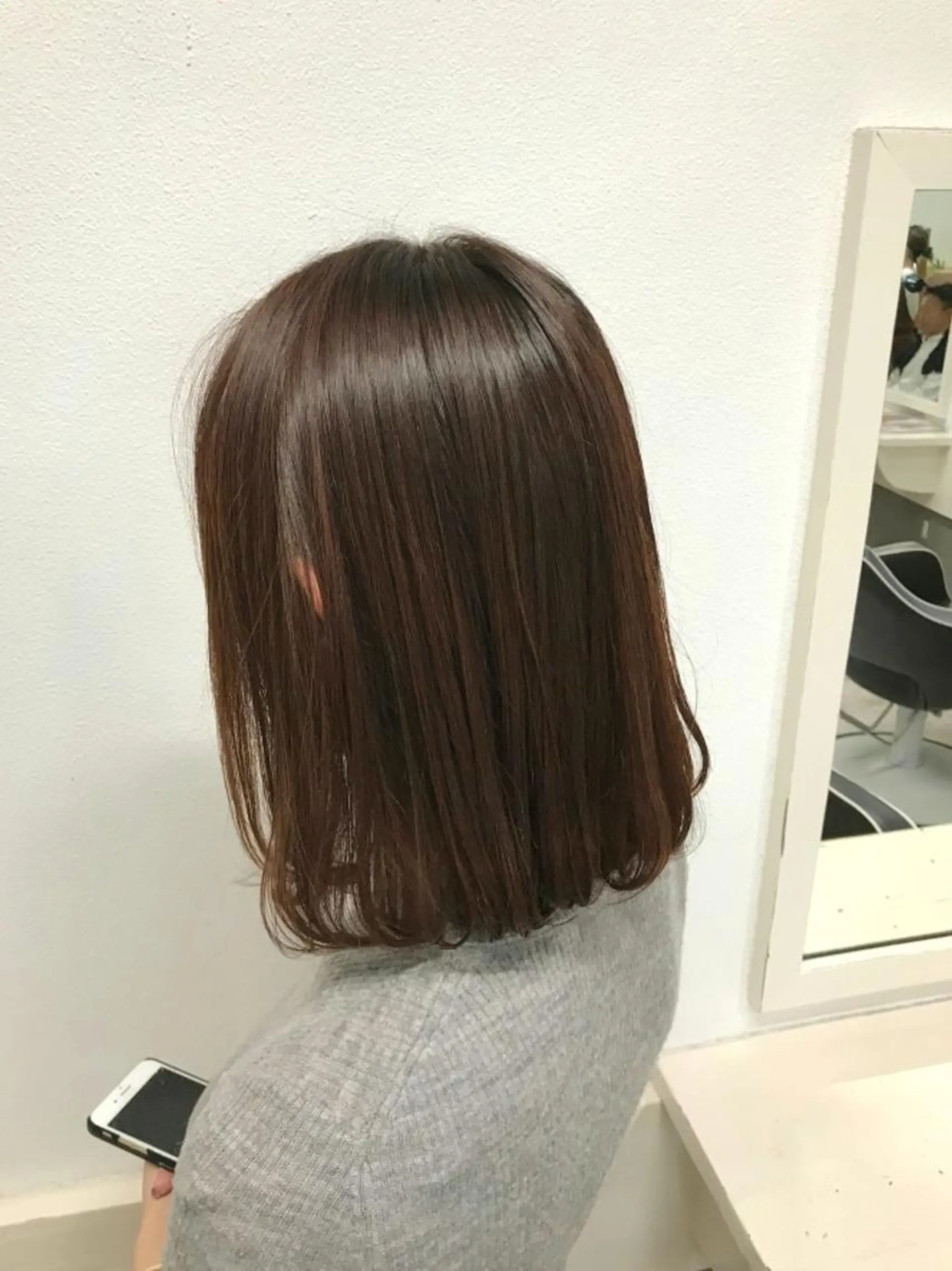 ミディアム ピンクブラウン ボブ カット ヘアカラー GiseL ジゼル六本松のヘアスタイル