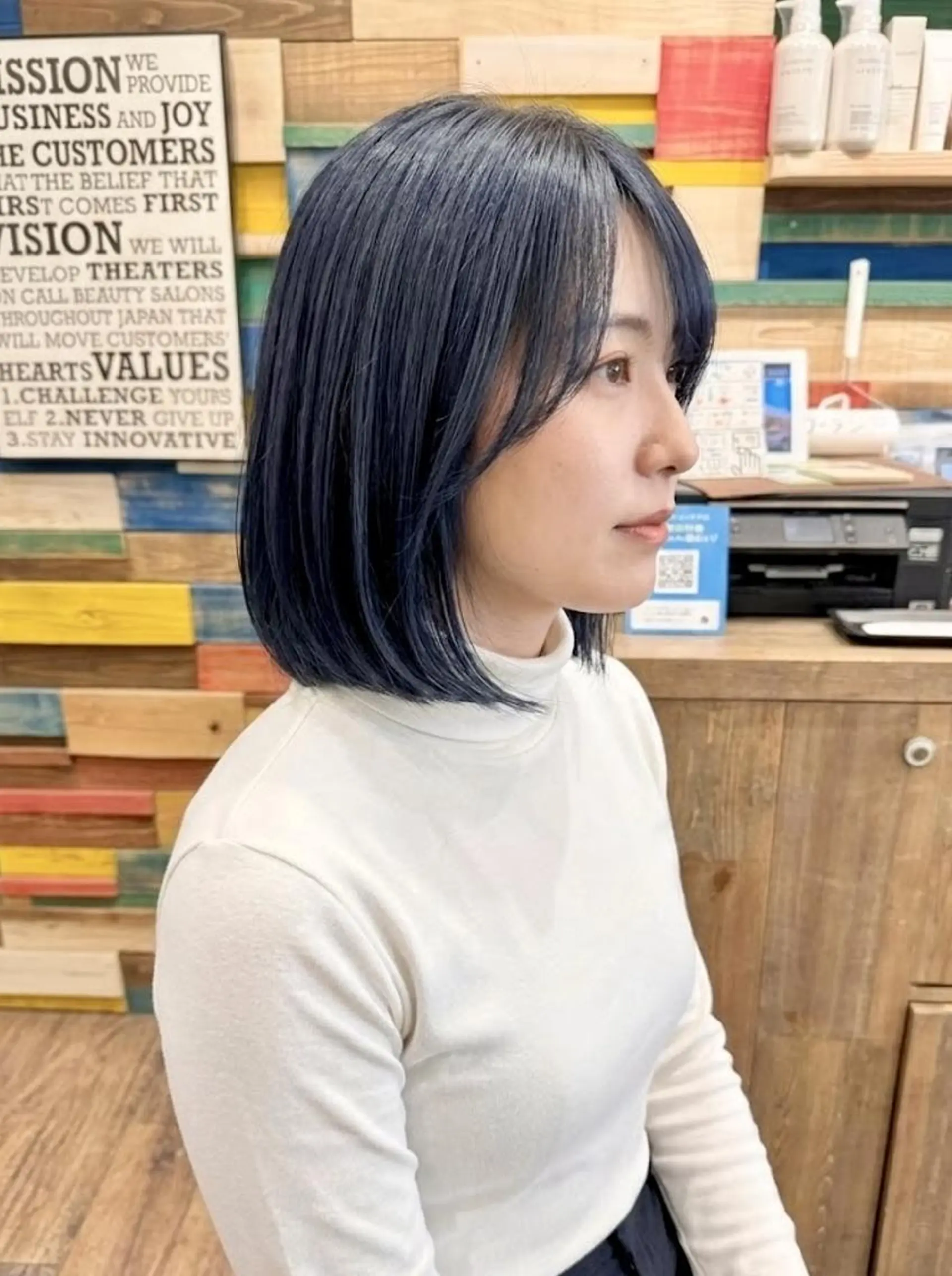 ミディアム ボブ カット ヘアカラー トリートメント 一宮駅3分/水野/ ショート/ボブのヘアスタイル