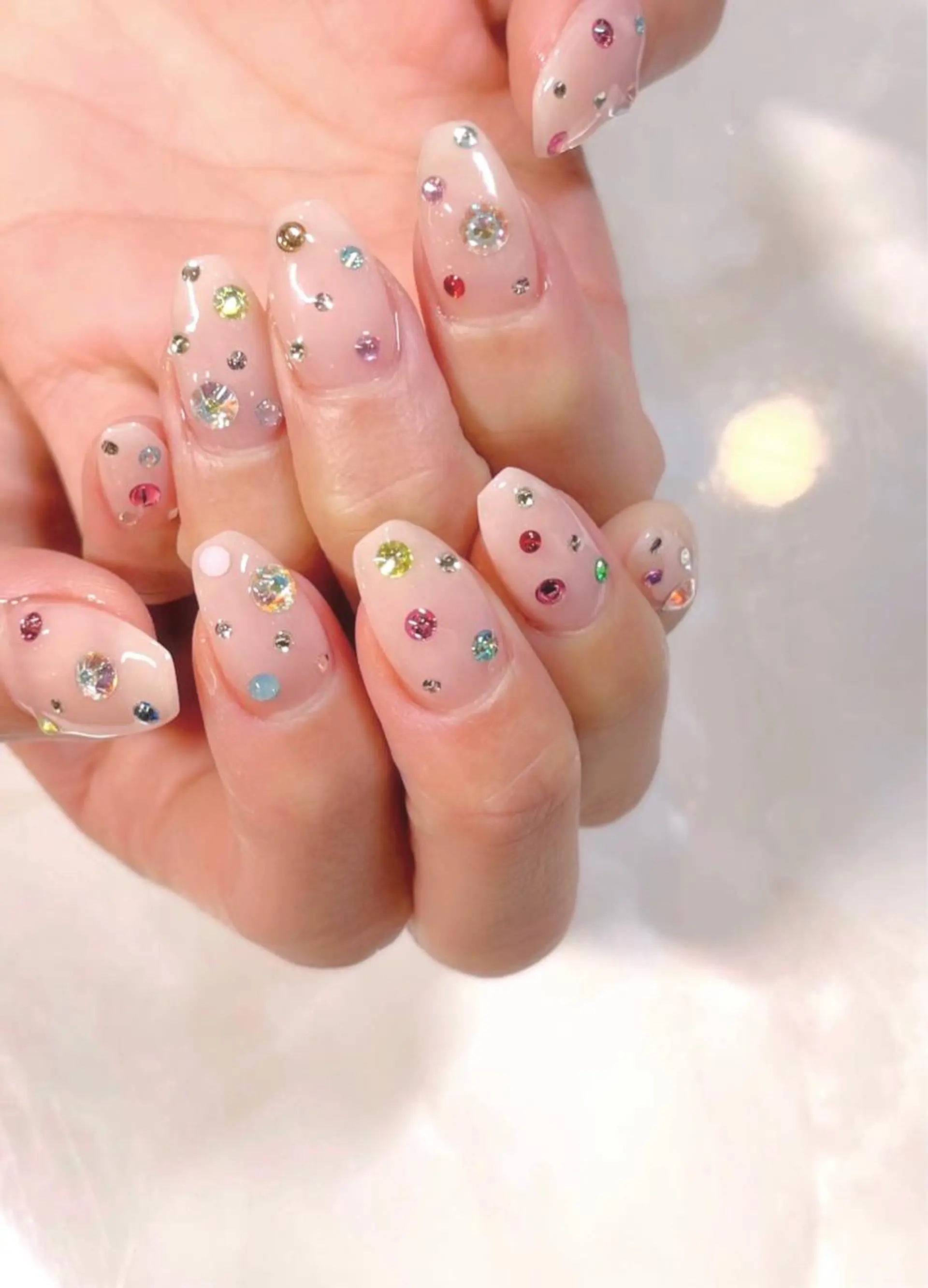ネイル アートネイル キラキラネイル 春ネイル ストーンネイル PRIMO<マツパ> 原宿/明治神宮前のマツエク・マツパデザイン