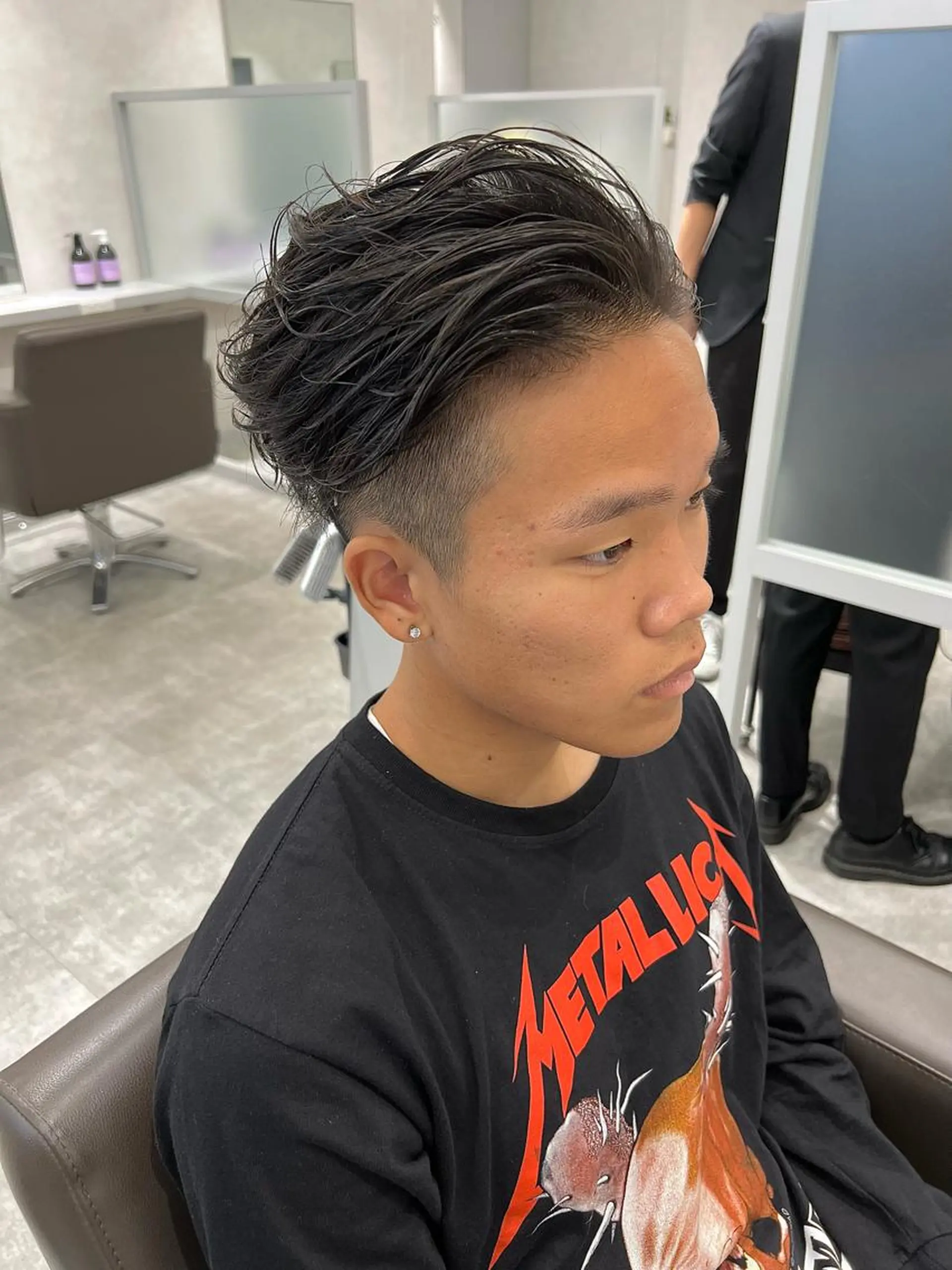 ショート カラー パーマ メンズ 関西センターパート メンズモデル募集のヘアスタイル