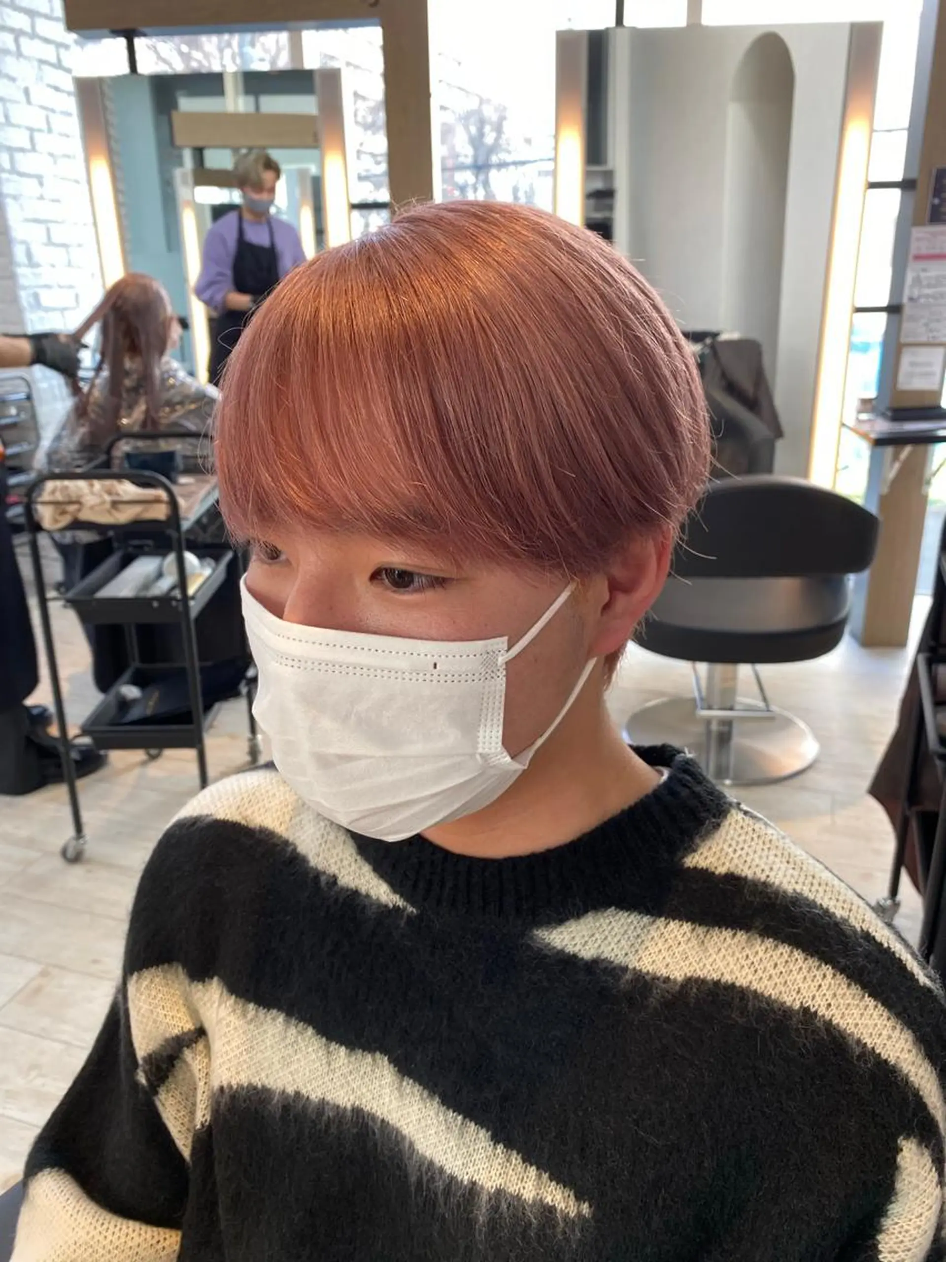 カラー ベージュカラー ピンクカラー ピンクベージュ カット ヘアカラー トリートメント 鈴木/ニュアンス パーマ/メンズのヘアスタイル